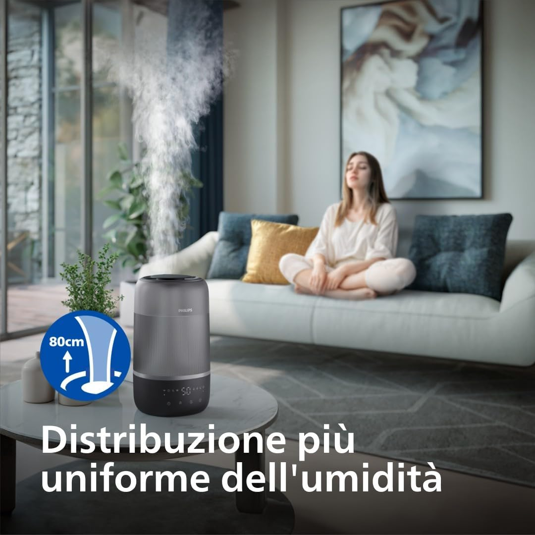 Philips Smart Humidifier - Compact but Powerful, Sky High Mist, 32H Running Time, 3L Reservoir, Aromatherapy, Silent Sleep Mode with Night Light, Ideal for Rooms up to 41M2 (HU1510/03) image number 2