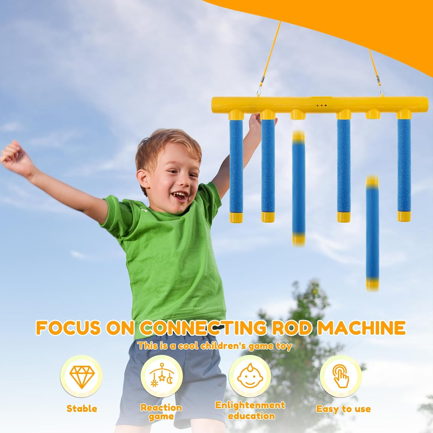 Catching Sticks Game, Reflex Challenge Game,Falling Sticks Reaction Training Toy,Interactive Drop Stick Game,3 Adjustable Speed Drop Sticks Toy,Hand Eye Coordination Game for Kids Adults Home (Blue) image number 3