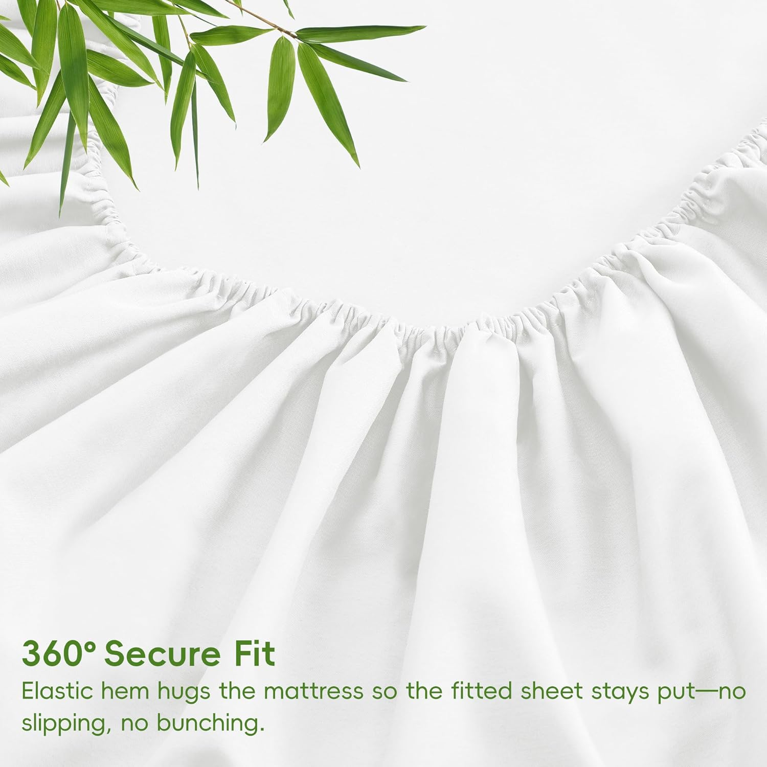 LINENOVA Bamboo Cooling Fitted Sheet Queen (1 Piece)- 2000TC Ultra Soft & Breathable, Ideal for Hot Sleepers, 40Cm Deep Pocket, All-Season Comfort - White image number 3