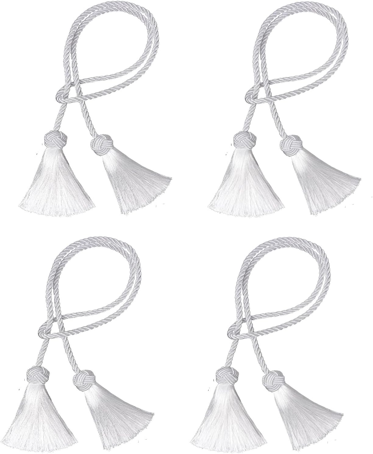 4 Pack Curtain Tiebacks Handmade Braided Tiebacks with Tassel for Home Office Room Window Decoration