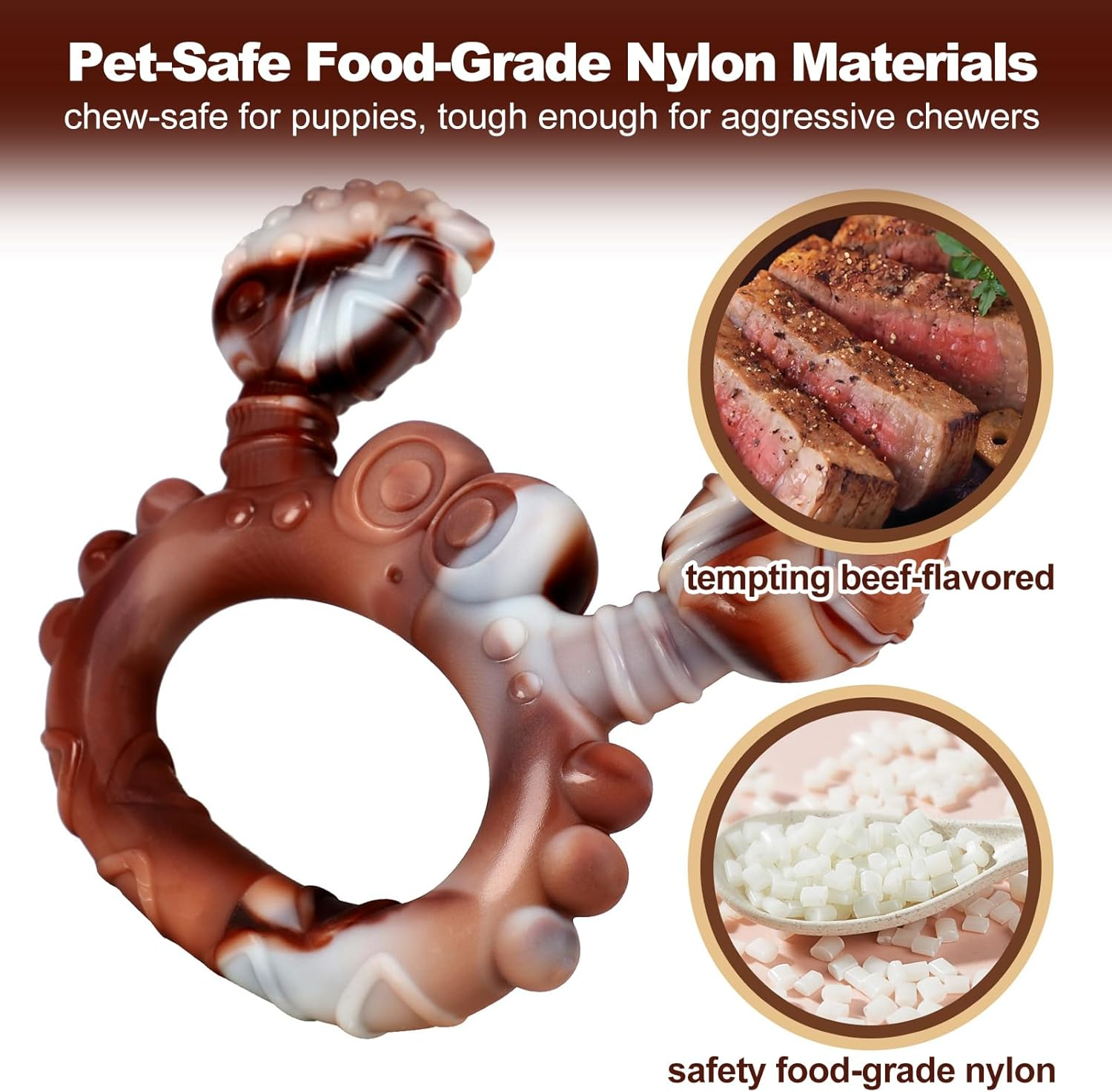 Adpartner Dog Chew Toys for Aggressive Chewers, Puppy Teething Toys Tough Beef Flavored Dog Toys to Teeth Cleaning Reduce Pet Anxiety and Boredom, Nylon Crab Dog Bone Toy for All Breeds of Dogs