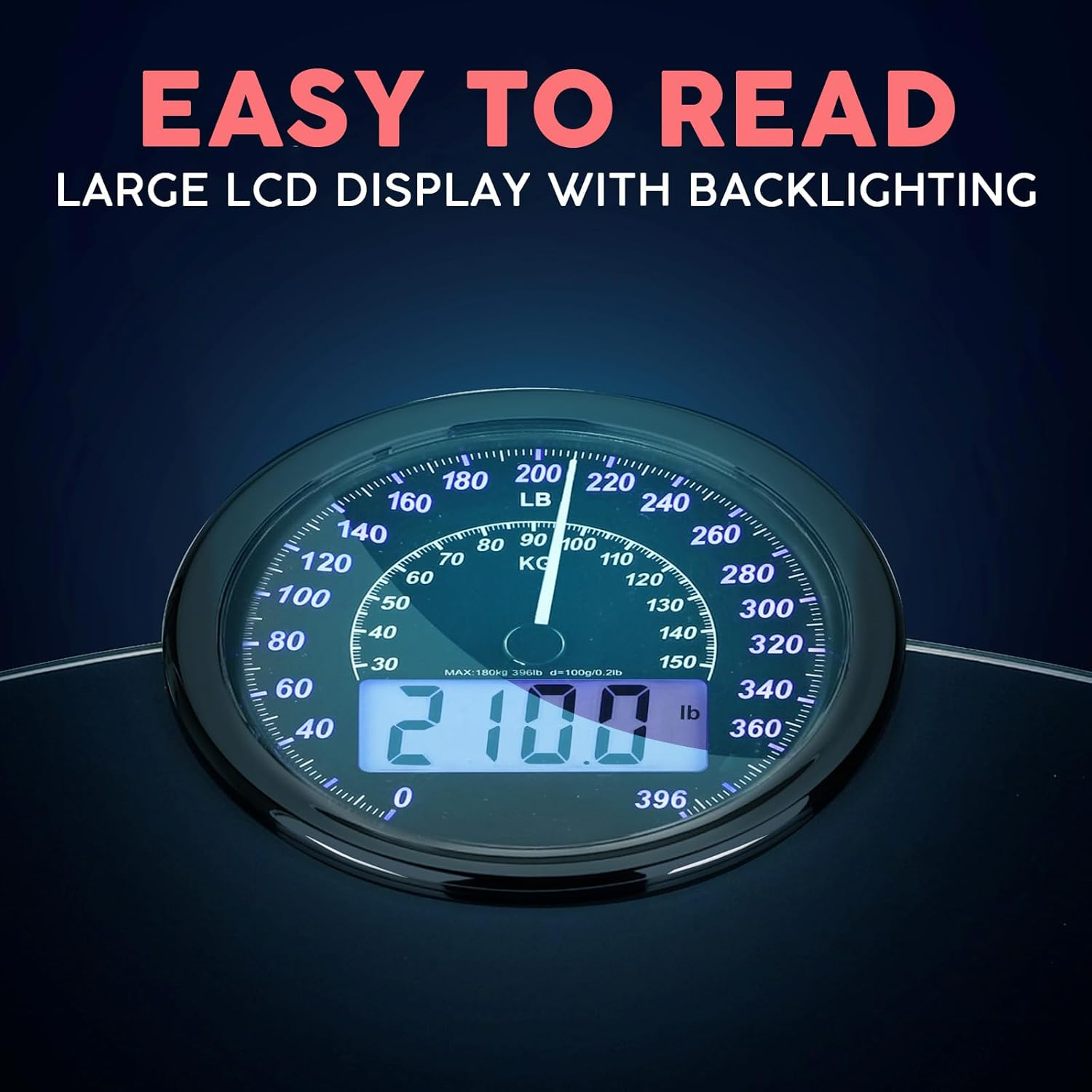 Adamson Hybrid 2-In-1 Analog & Digital Weighing Scale for Body Weight up to 400Lbs + Thick Tempered Glass + Extra Large Display + Easy to Read Digital Bathroom Scale + New Version