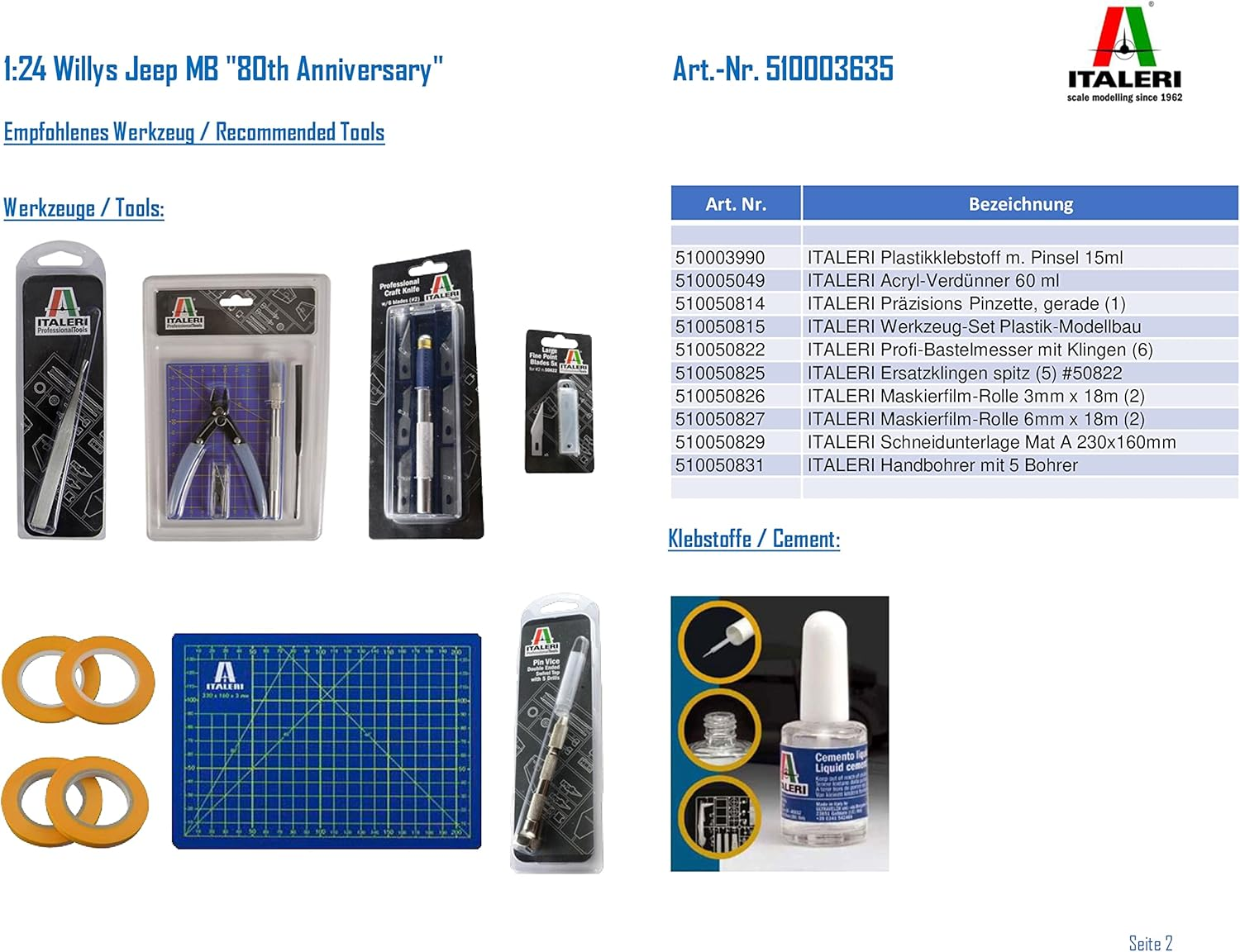 Italeri 1:24 Scale Willys Jeep MB 80Th Anniversary Model Kit image number 5