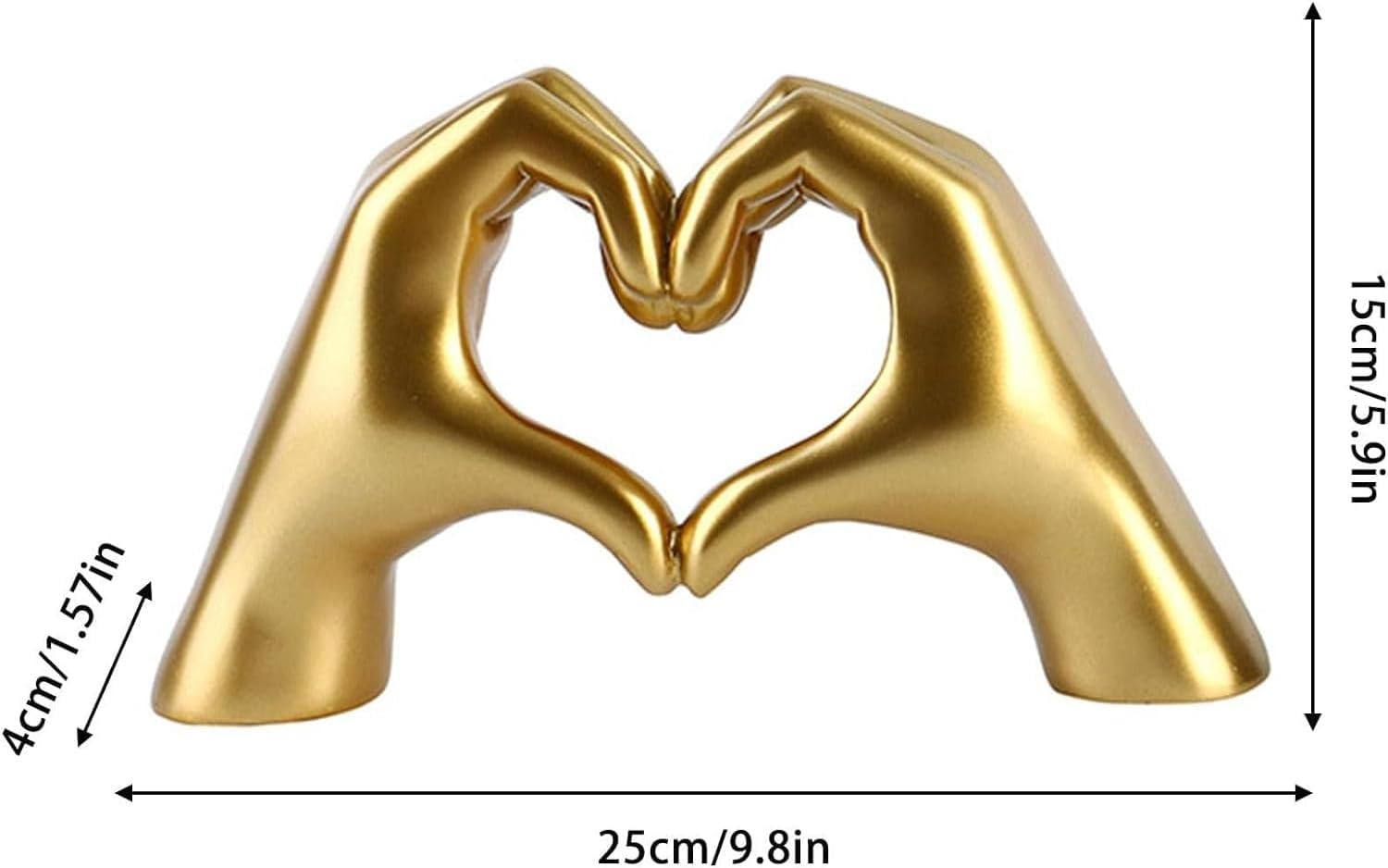 25Cm Gold Heart Hands Statue, Love Finger Sculpture Ornament for Living Room Bedroom Bookshelf Coffe Table Home Decoration image number 4