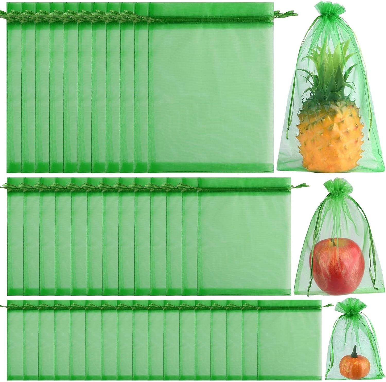ZANZER 45 Pieces Fruit Protection Bags 3 Sizes Fruit Netting Bags for Fruit Trees Garden Netting Bags with Drawstring Fruit Cover Mesh Barrier Bag for Fruit Plant Flower image number 4