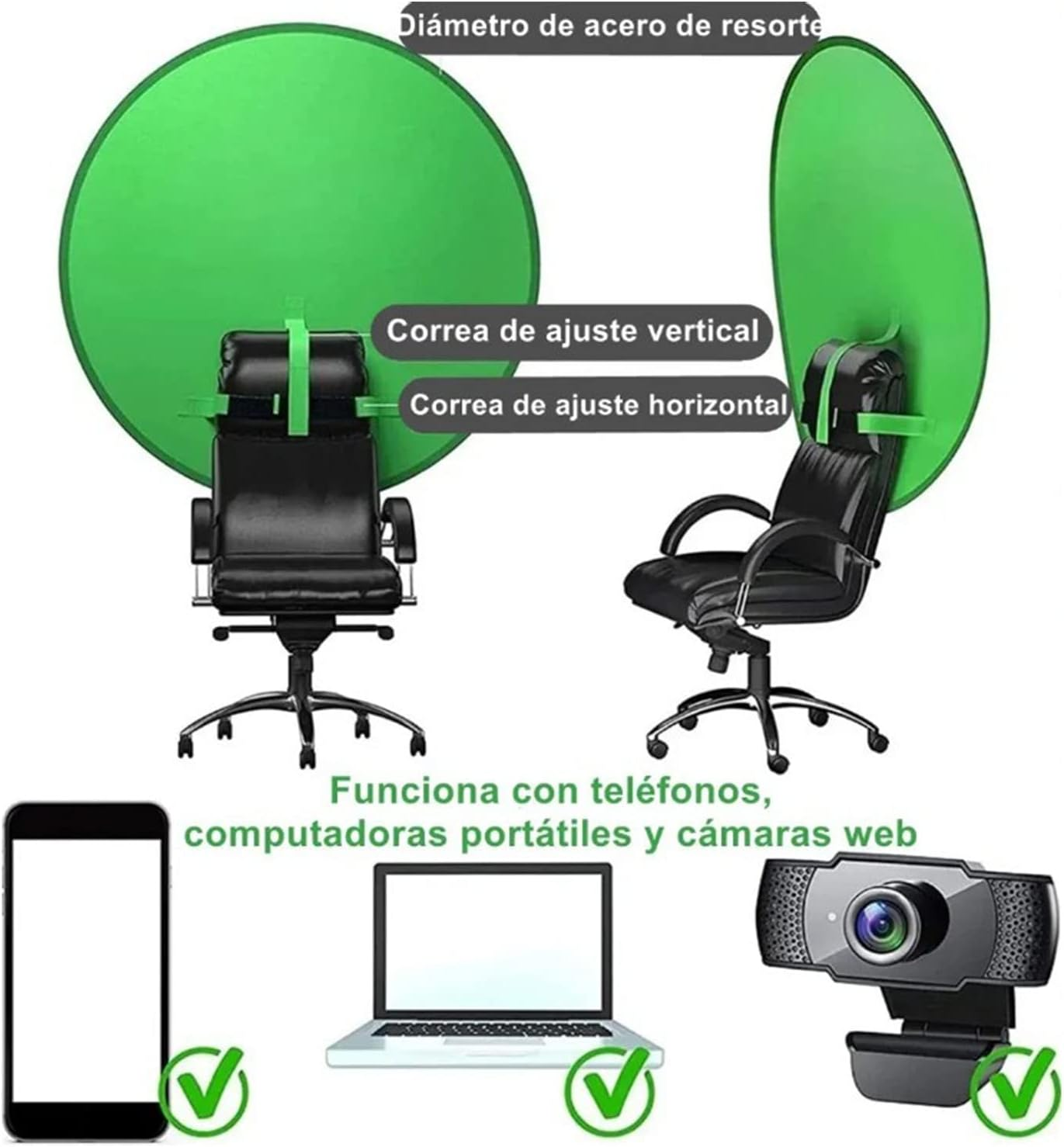 Green Screen, 142Cm round Portable Folding Backdrop for Video Recording, Photography, Live Streaming, Gaming, Small Collapsible Chair Background Cloth Greenscreen, Easy Setup image number 2