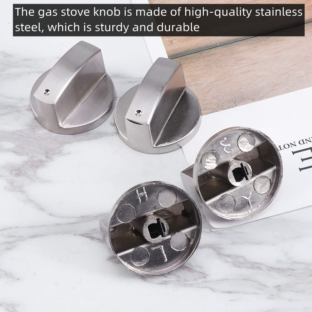 Gas Cooker Oven Stove Knob Control Rotary, 4Pcs round Gas Stove Knob,Gas Stove Stove Oven Control Rotary Knob,Stove Knob Switch Replacement Stainless Steel Universal Range Burner Control Knob Button image number 6