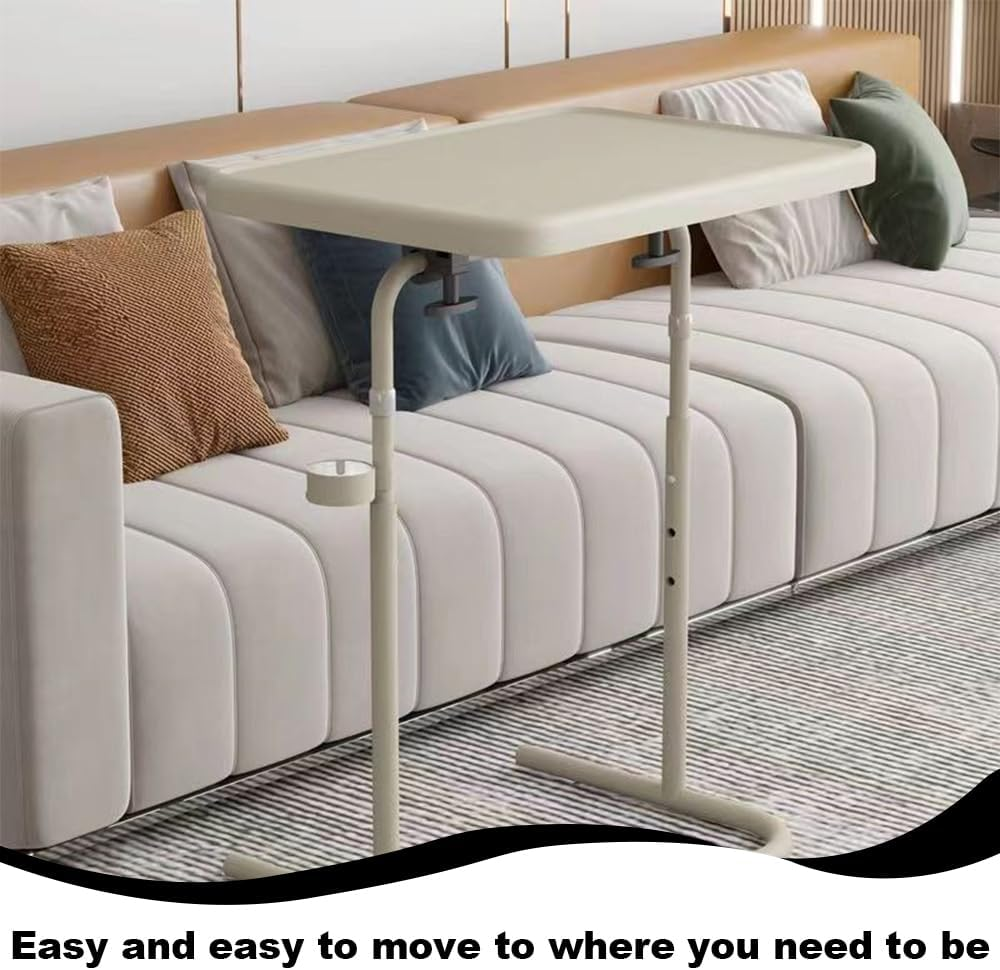 MTSDM Adjustable Laptop Table with Cup Holder, Mobile Standing Desk Table Adjustable Height Office Computer Stand, Suitable Side Table for Tablets, Writing Desks, Tilt and Height Adjustable image number 2