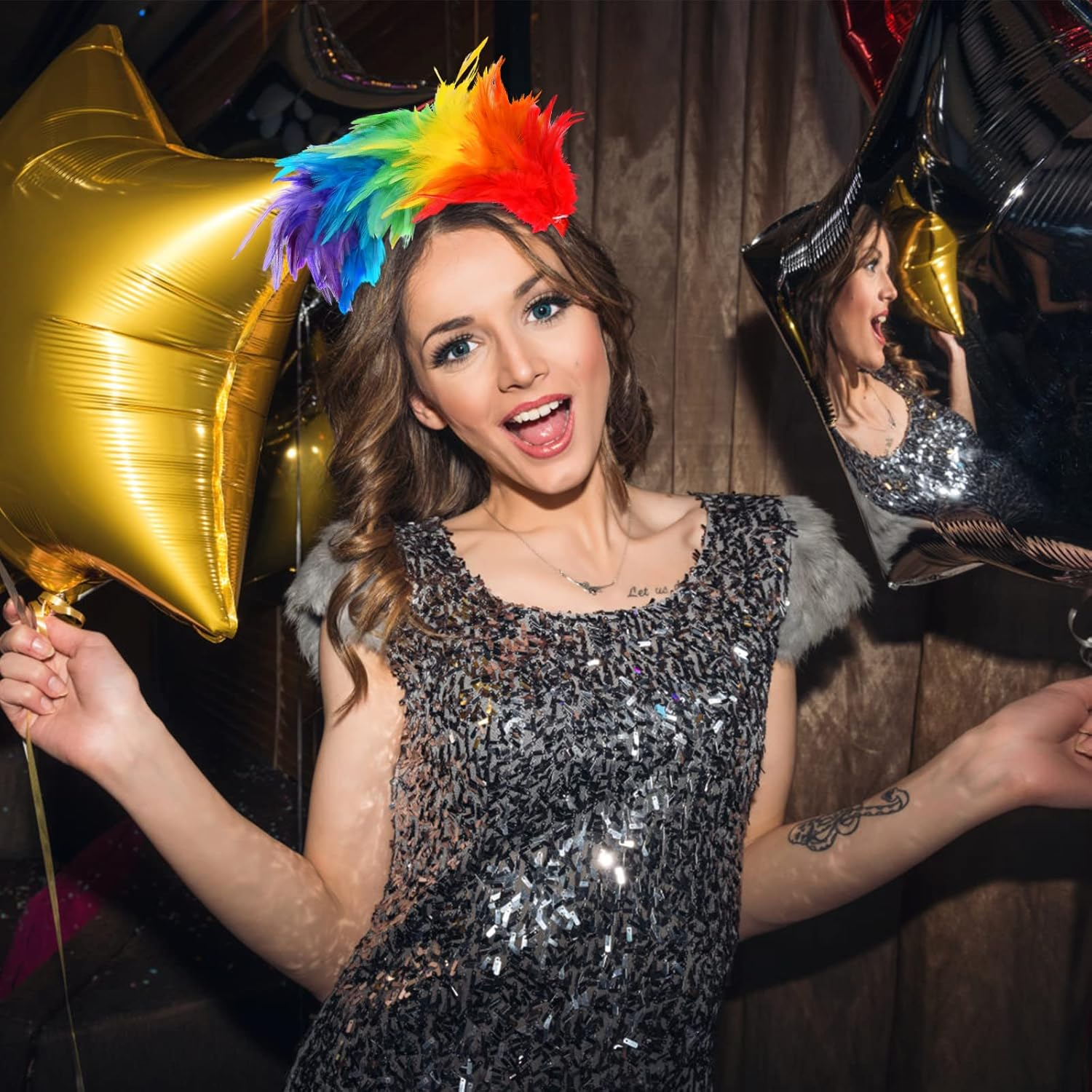 Ehuihuan Headpiece, Rainbow Hair Accessories, Festive Stage Performances, Carnival Accessories, Rainbow Headbands image number 4