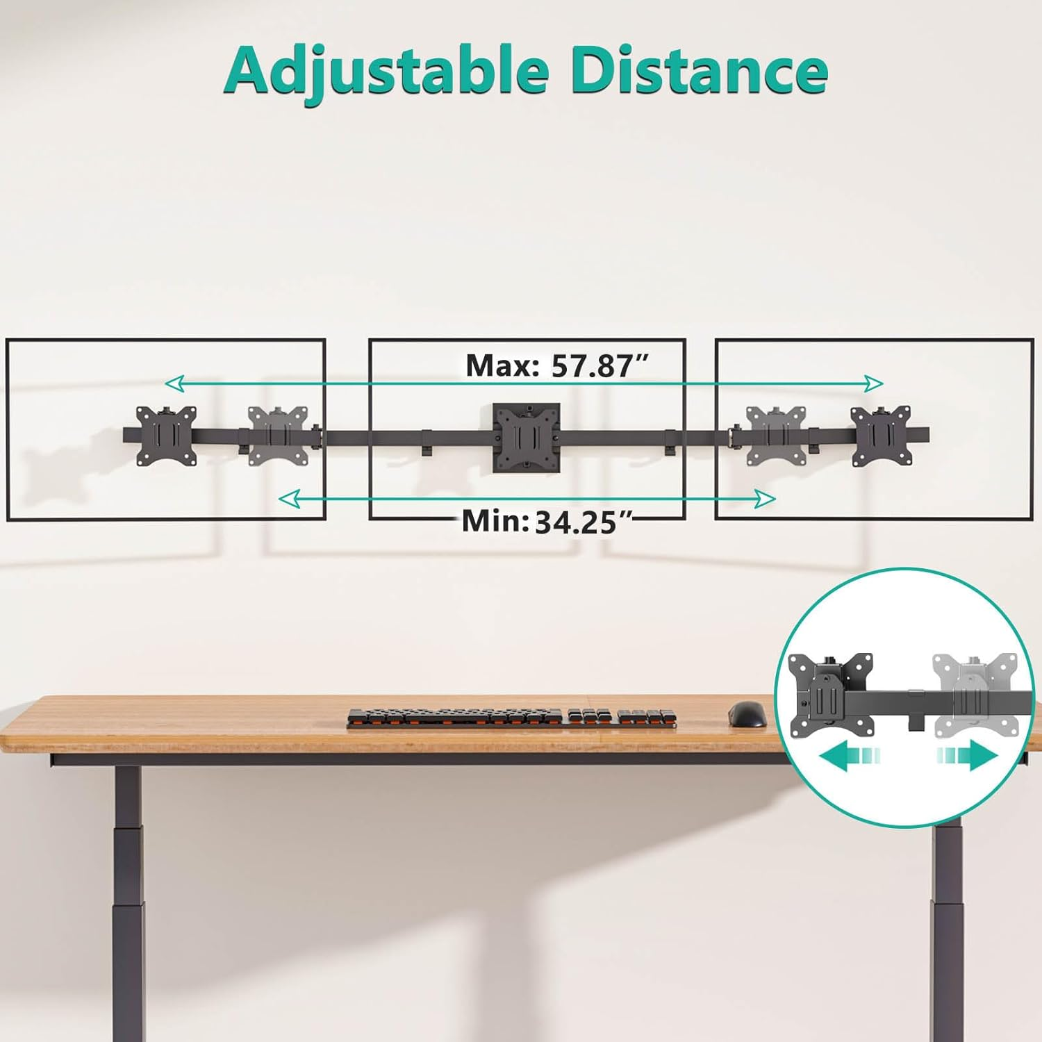 WALI Triple Monitor Wall Mount for 17 to 32 Inch, Computer Monitor Arm for 3 Screens, Swivel Tilt Wall Mount with Mounting Holes 75X75/100X100Mm, per Arm Holds up to 15.4Lbs (013ARM), Black image number 1