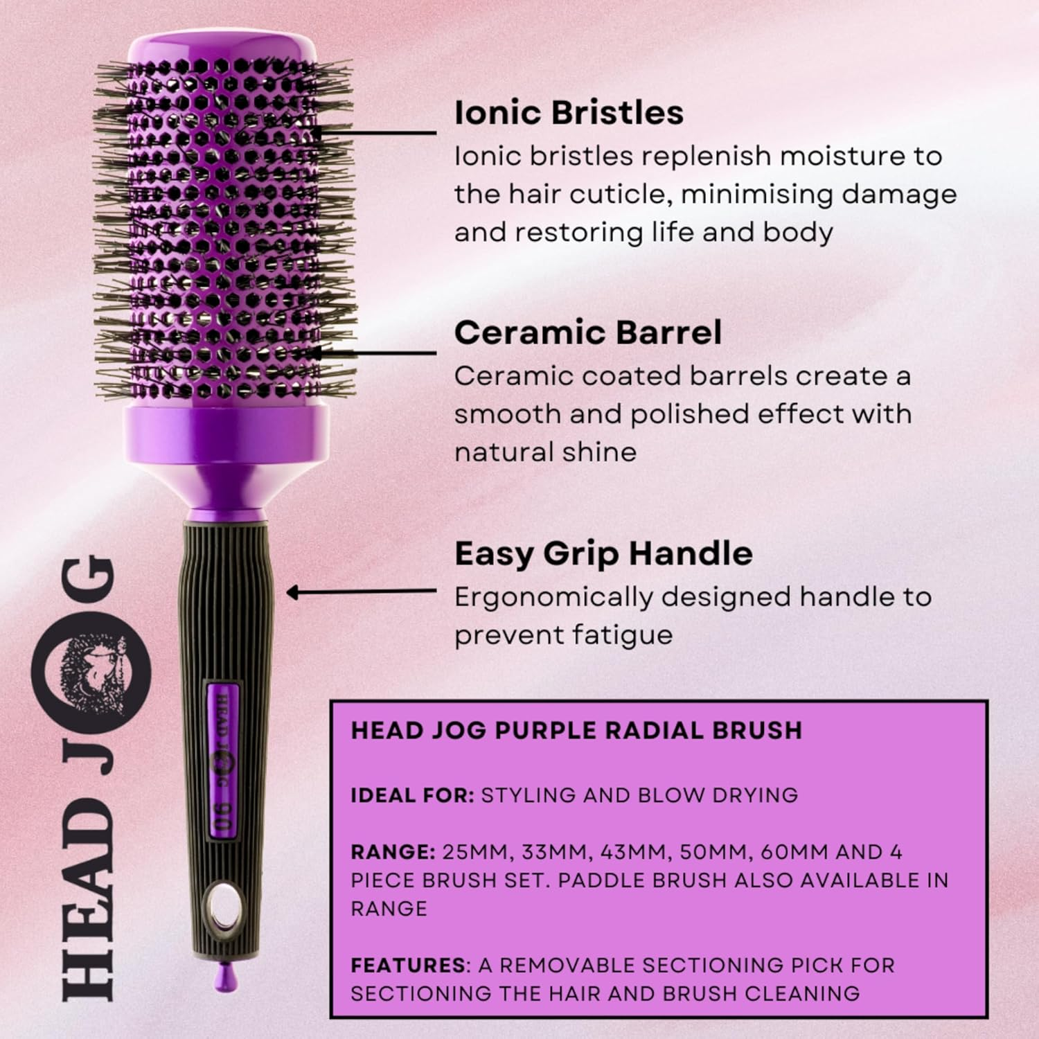 Head Jog 90 Purple Ceramic Radial Brush 50Mm image number 2