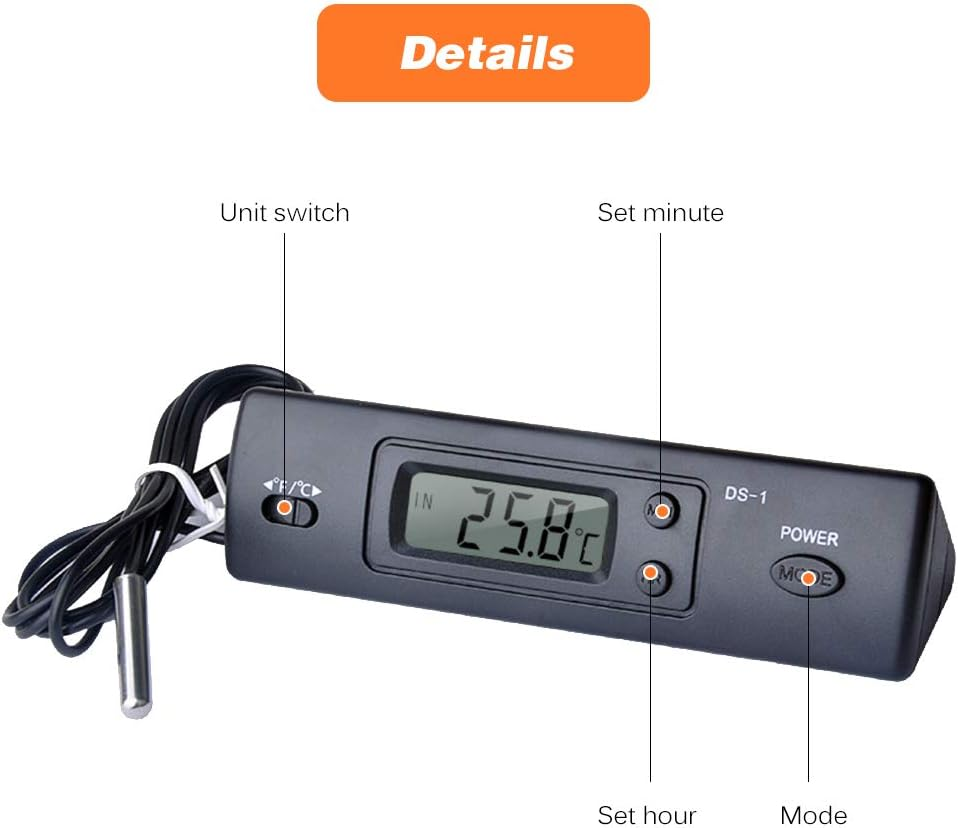 Mini Electronic Digital Car Indoor Outdoor Multi-Function Time Temperature Display with Probe image number 5