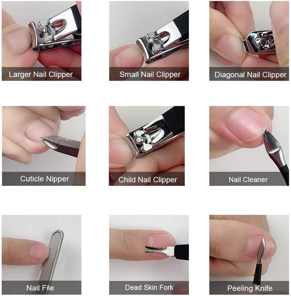 Professional Manicure Kit - Nail Clipper Set18 in 1 Stainless Steel Mani Pedi & Nail Clipper Set with Leather Travel Case for Home, Travel Manicure Setn image number 2