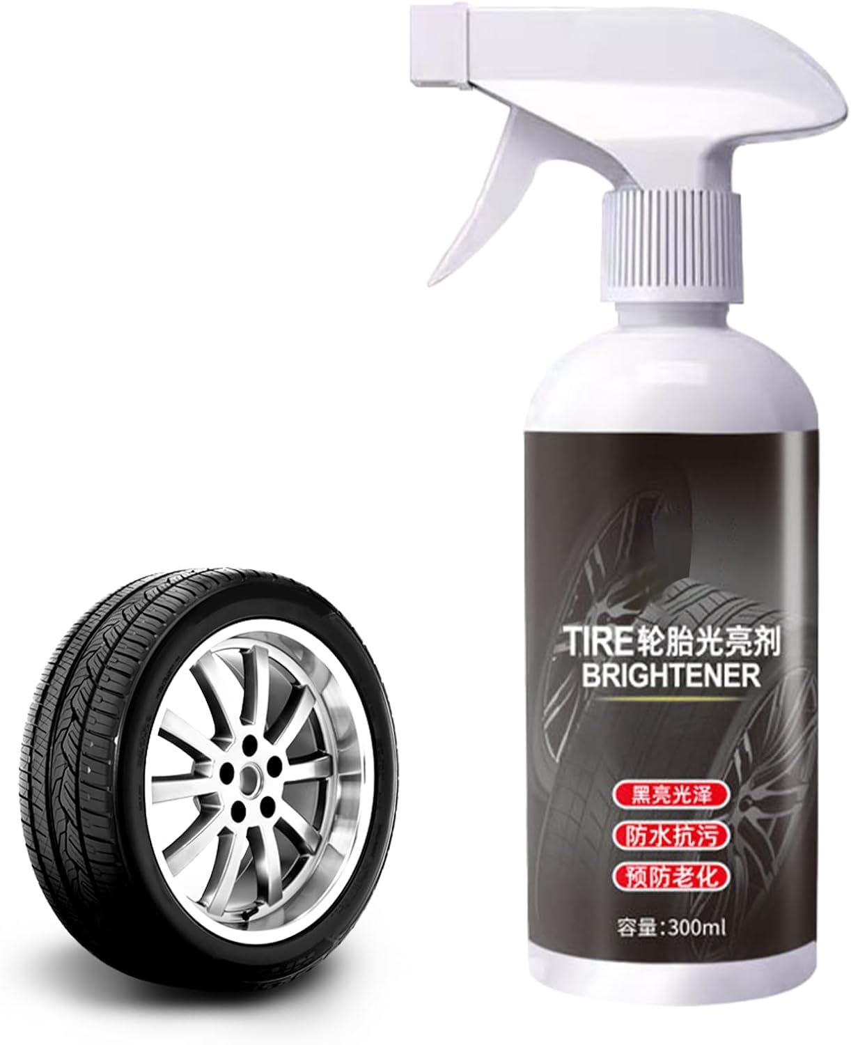 Car Tire Shine Spray,300Ml Black Glossy Restorer | Tyre Shine for Cars,For Coating Detailing Care Long Lasting Protection image number 4