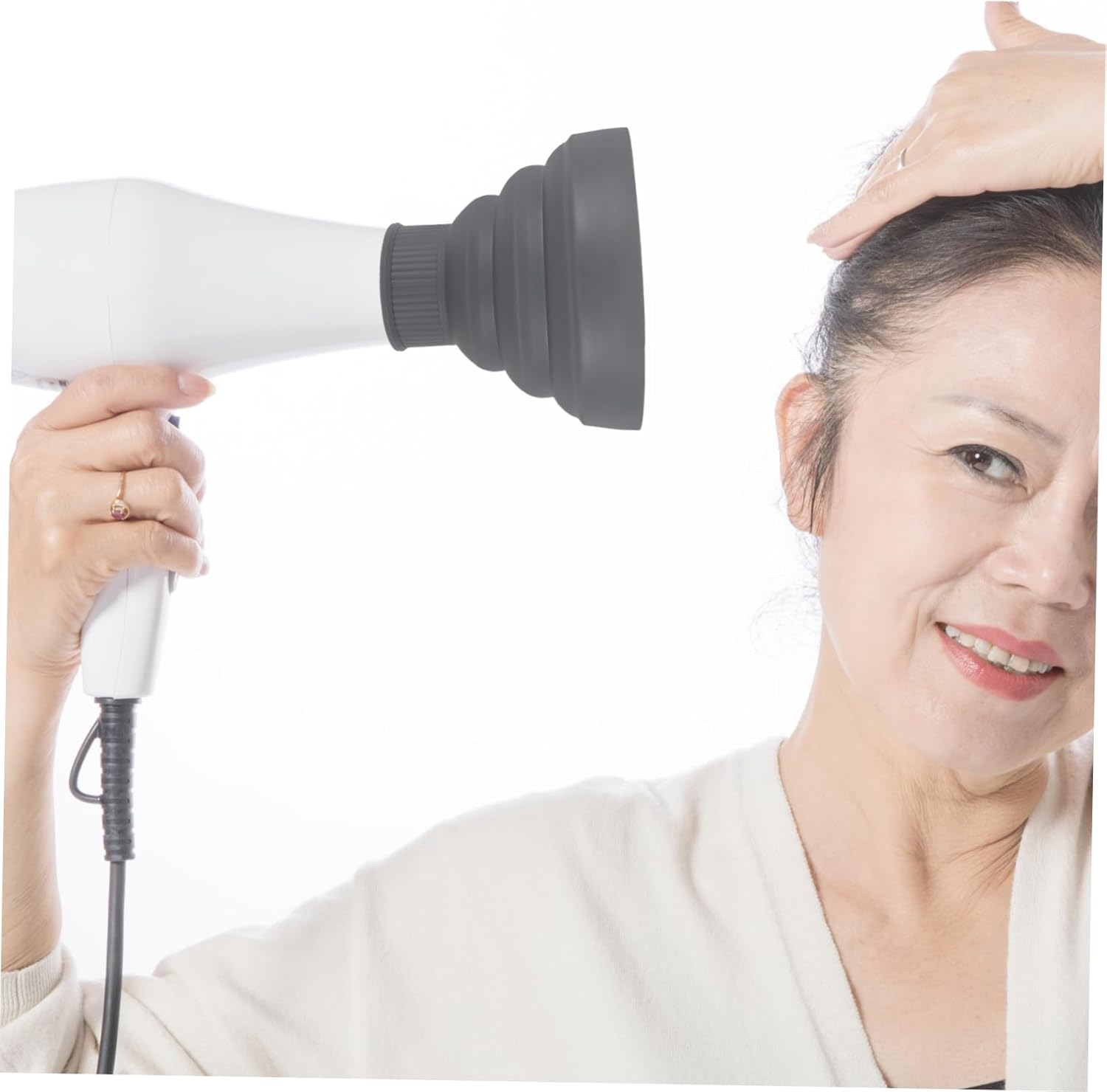 HONMEET Hair Difuser Attachment Silicone Collapsible Nozzle for Hair Dryer Fit Grey image number 5