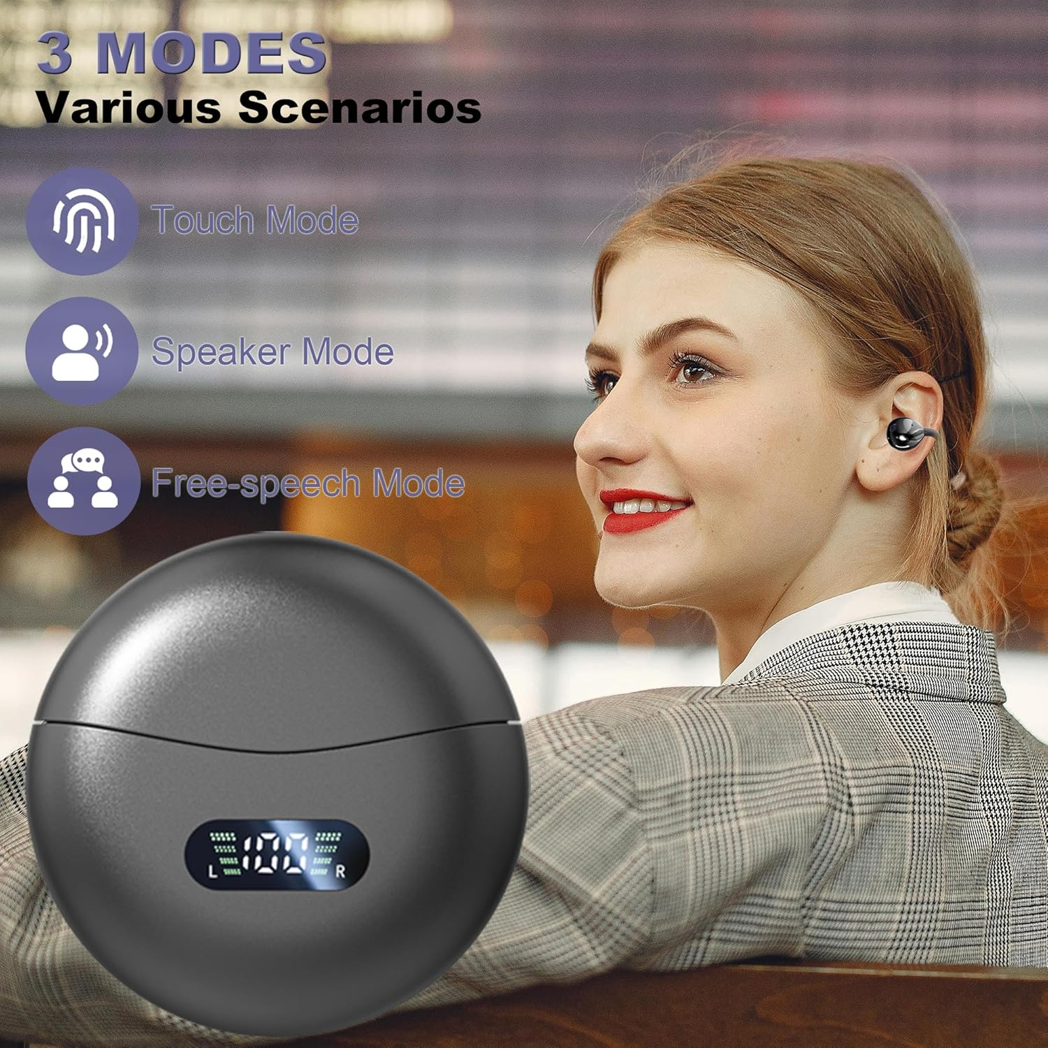 Hovicative Translator Headphones, Wireless Bluetooth Translation Earbuds with 144 Voice Translation Headphones, AI Translator Earbuds, Translator Headphones Real Time image number 1