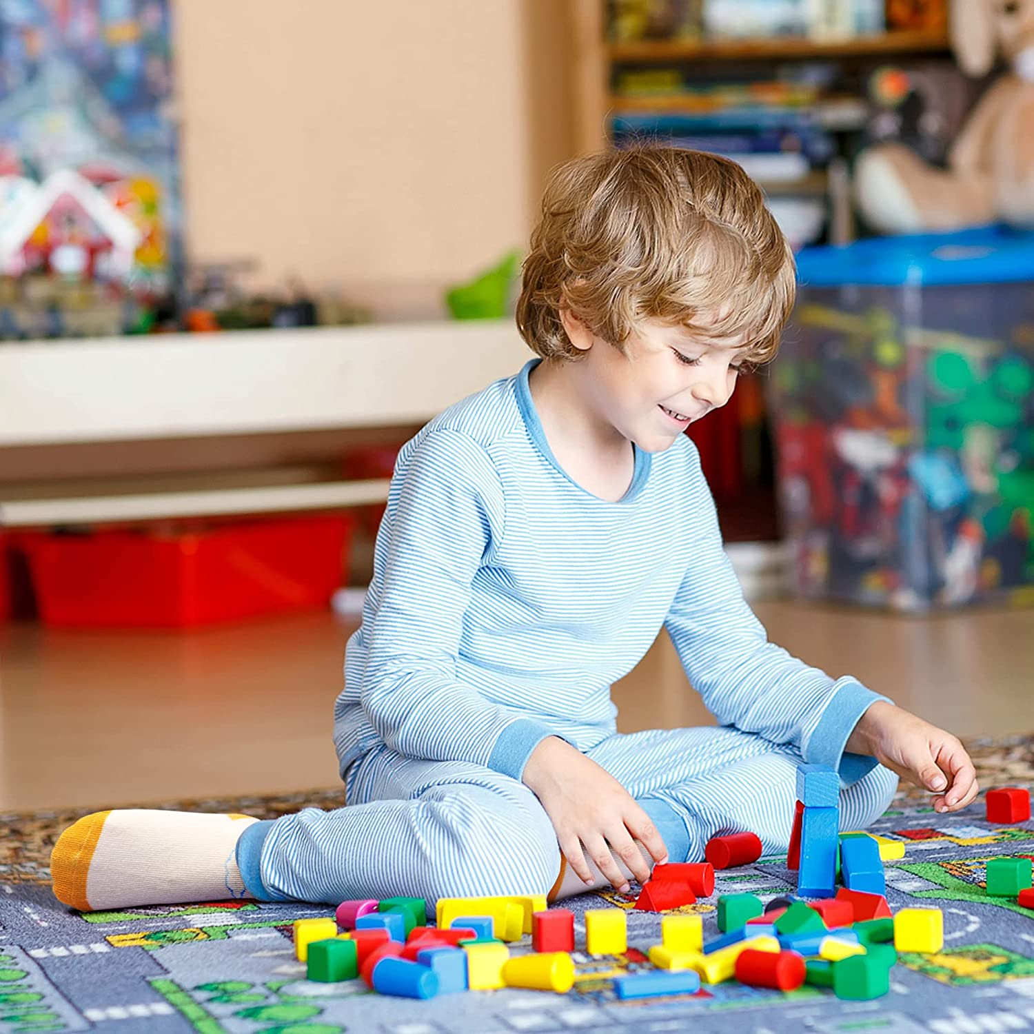 Hyzgb 12 Pack Non Slip Kids Toddler Baby Socks with Grips for 1-7 Years Boys Girls Cotton Crew Socks Multi Colors image number 1