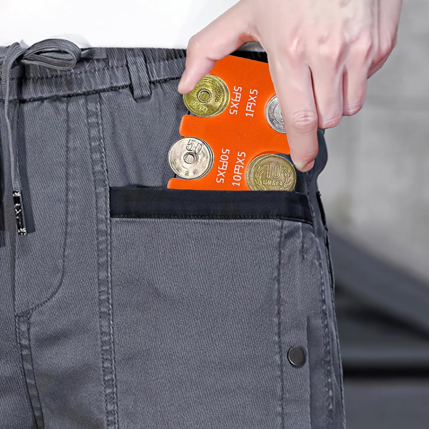 Japanese Yen Coin Holder Hard Case Organizer and Storage for Coins Rectangle JPY Coin Organiser and Dispenser, Plastic Coin Sorter Wallet image number 6