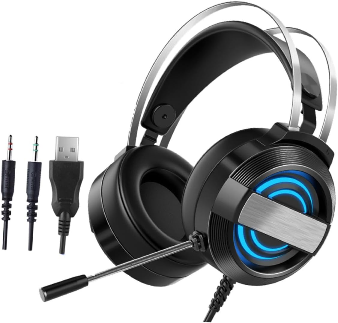 LRXIYODE Wired Gaming Headset Microphone USB Over-Ear Computer Headphone for Black Standard Edition image number 3