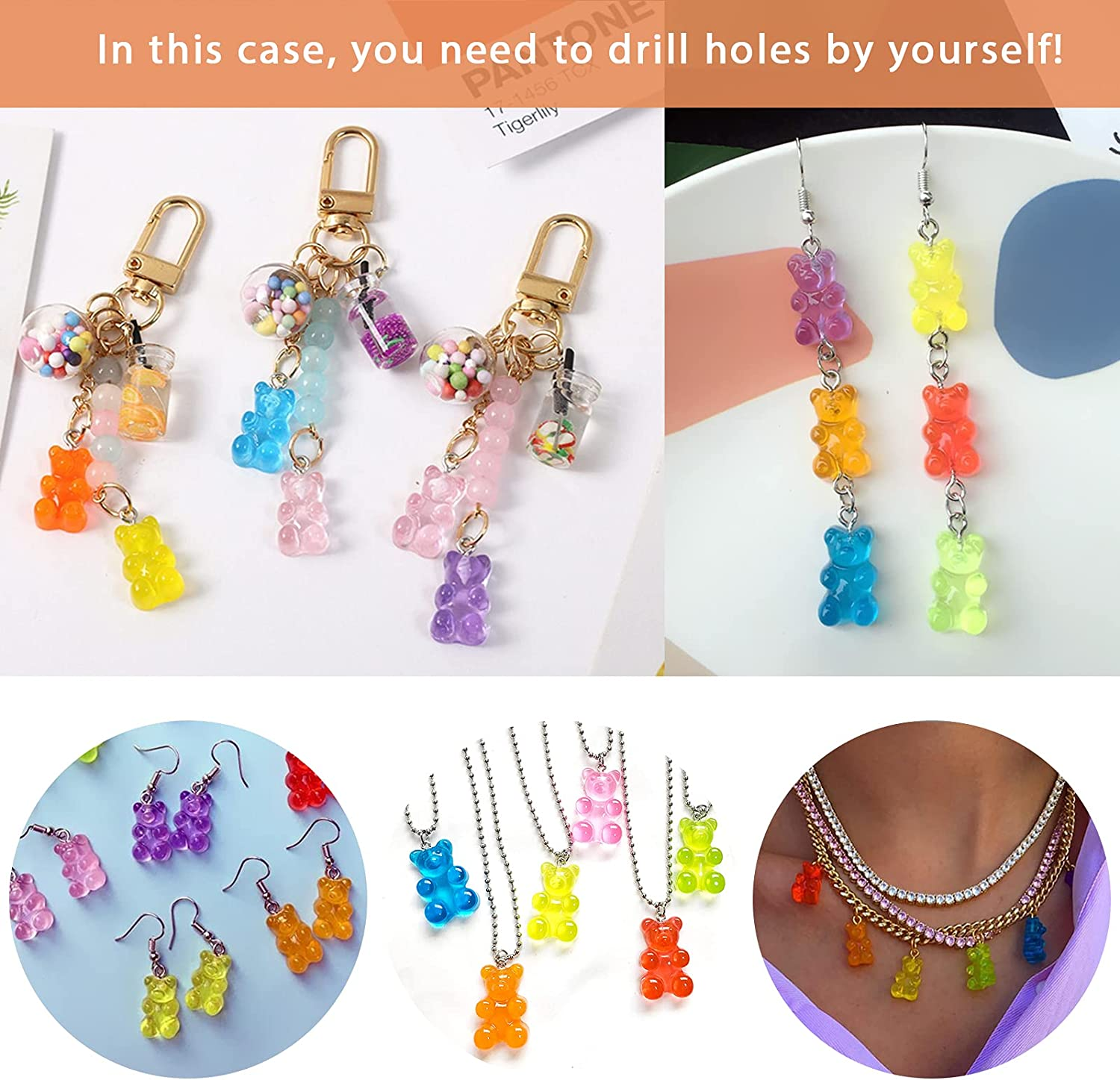 Palksky 160 Pcs Nail Charms - 3D, Gummy Bear Nail Charms for Nail Decoration, Kawaii Nail Art Supplies (8 Colors) image number 4