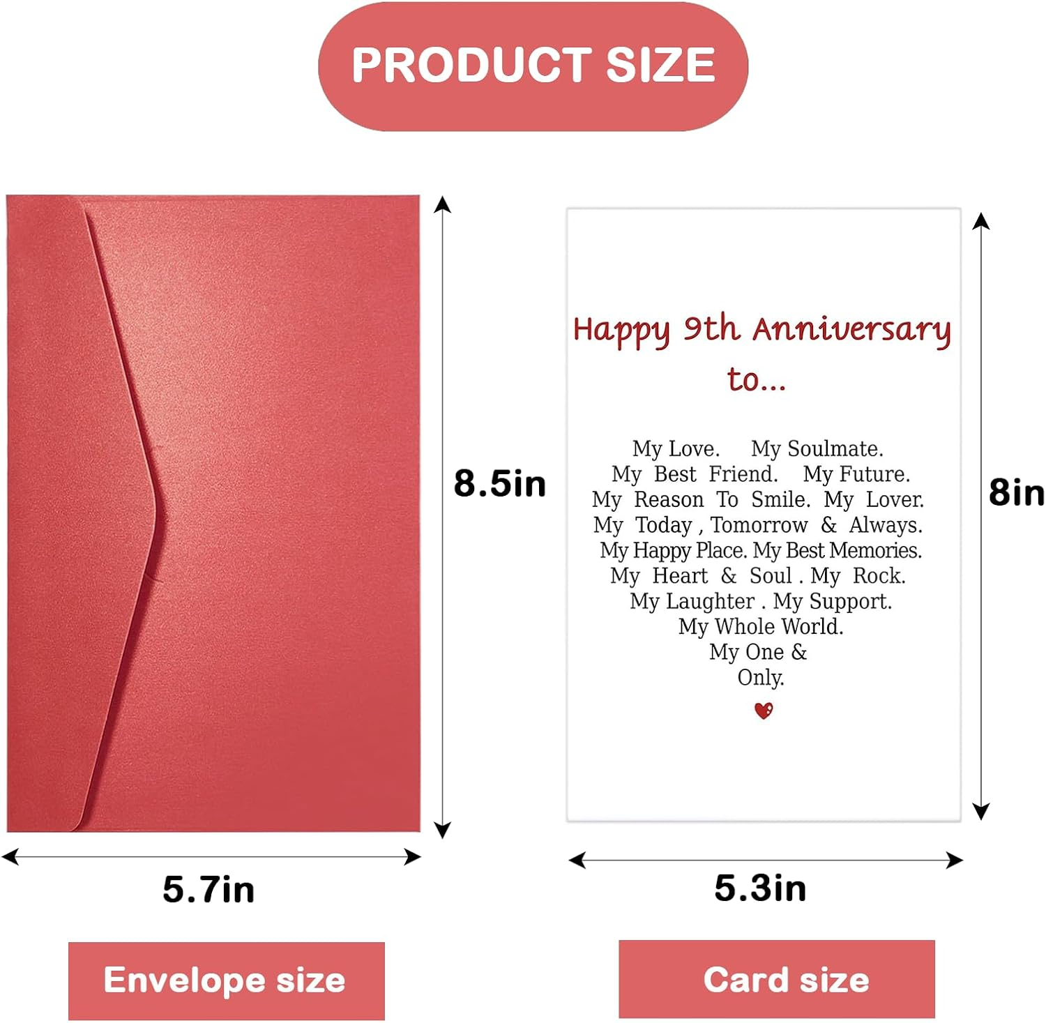 Anniversary Card, Happy 9Th Card for Girlfriend, Romantic Anniversary Card for Him Her, Funny Nine Year Wedding Anniversary Card for Wife Husband image number 5