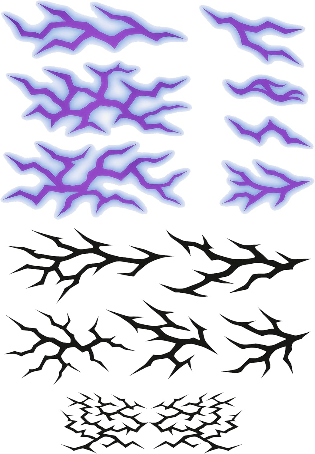 K-Pop Style Tribal Temporary Tattoos &ndash; Are You the Guardian or the Demon? 2 A5 Sheets of Black & Purple Fantasy Markings for Cosplay, Festivals & Halloween image number 1