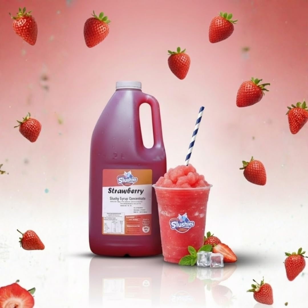 Superior Slushies Strawberry Slushy Syrup Concentrate &ndash; Premium Slushie Mix for Frozen Cocktail Machines &ndash; Great for Strawberry Daiquiris &ndash; 2L Bottle image number 1