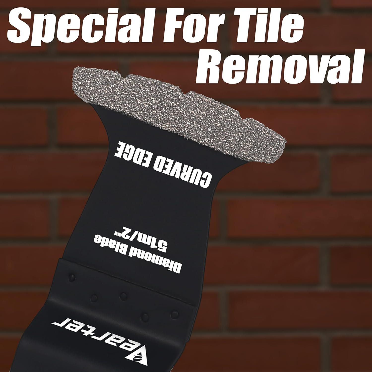 Vearter 5PCS Diamond Oscillating Saw Blades, 51Mm Universal Multitool Blades for Grit Grout Removal, Quick Release Curved Edge Multi Tool Kit for Tile, Air Brick, Cement, Concrete, Masonry