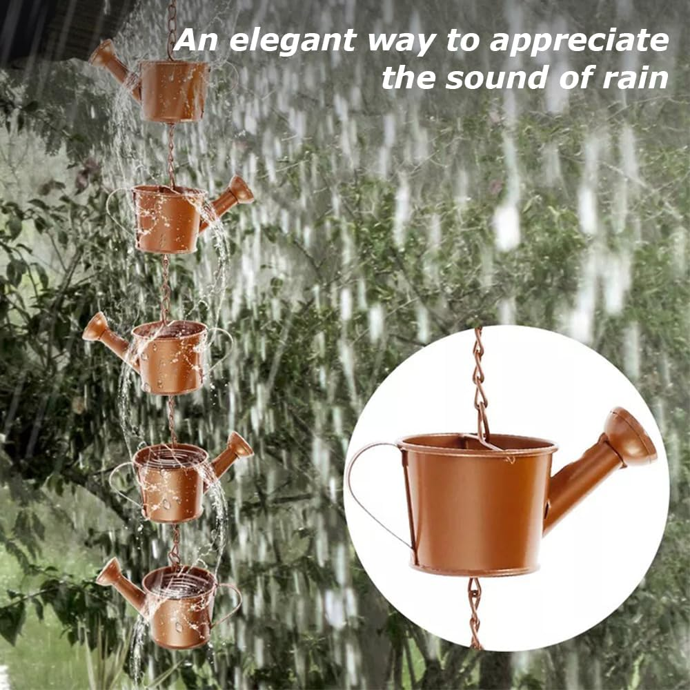 Rain Chains,Kettle Wind Chimes,Rainwater Catcher,Flower Pot Rain Chain,Garden Ornaments,Wind Chimes Hanging Decor,For Garden,Balcony image number 1
