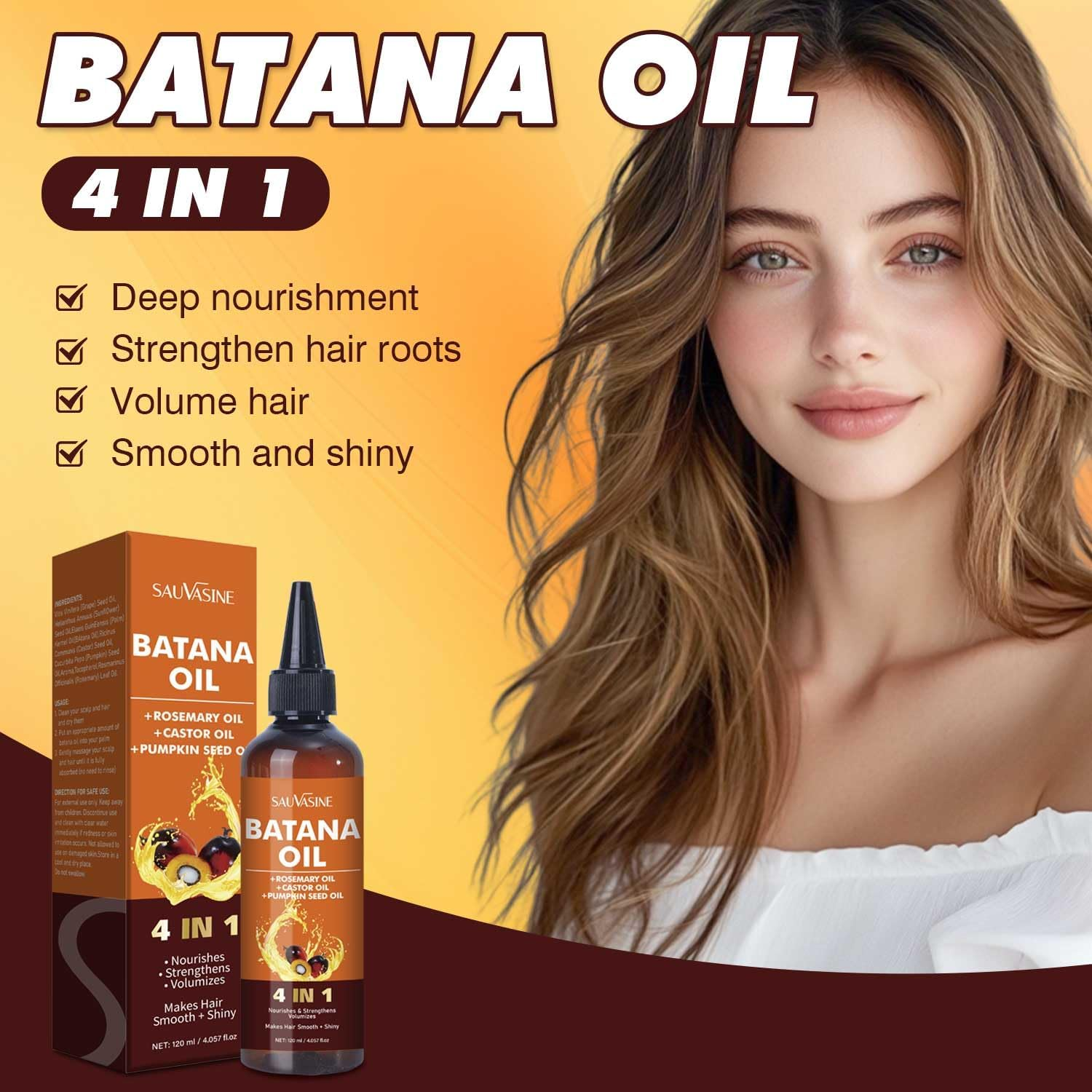Batana Oil YANSOULIR 4-In-1 Scalp Serum & Hair Care Essence - Natural Ingredients to Nourish, Strengthen Roots, Enhance Volume, and Deliver Silky Shine image number 5