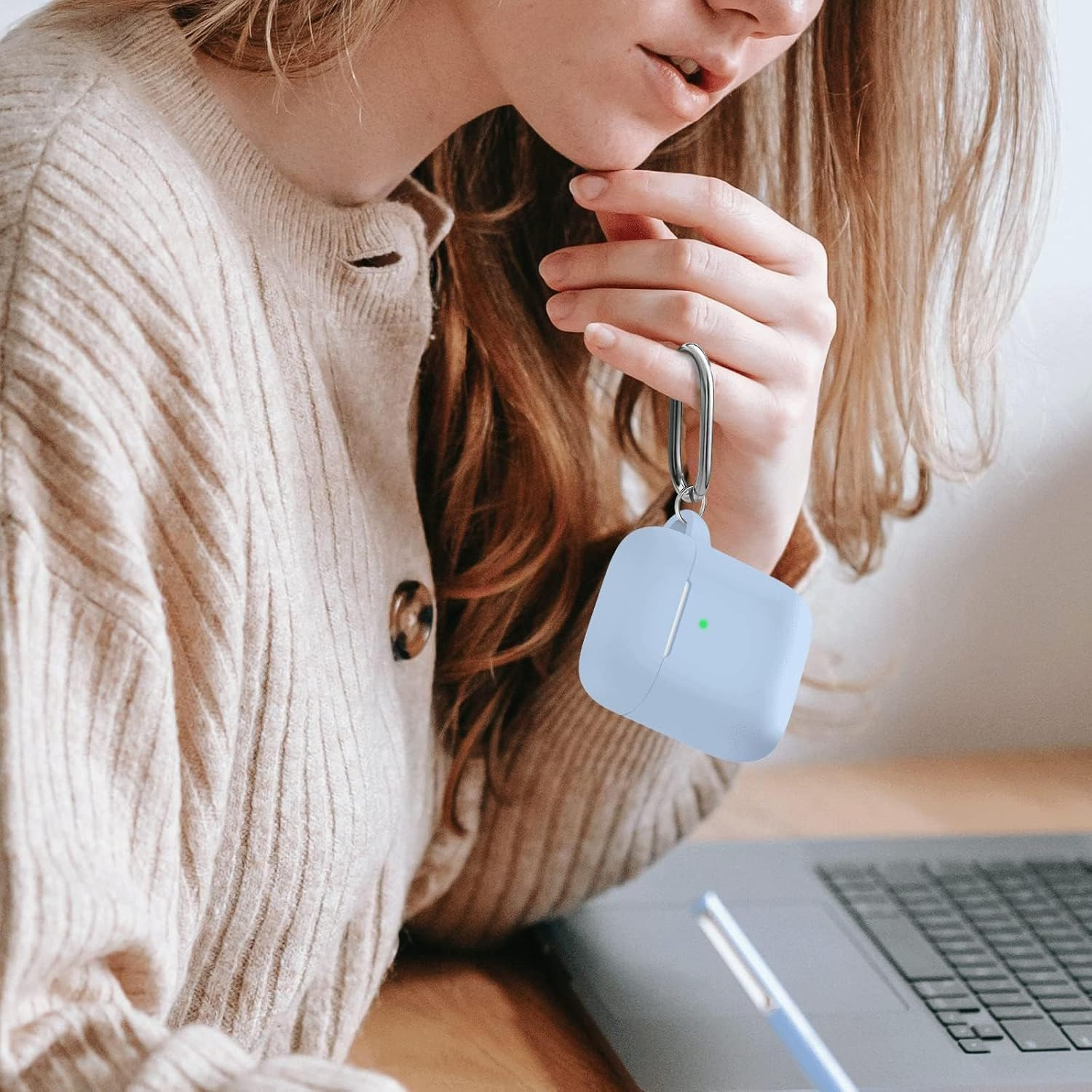 For Airpods Case Cover, Come with Cleaner Kit, Soft Silicone Protective Cover with Buckle, Compatible with Apple Airpods 2Nd 1St Generation Charging Case, Front LED Visible, Sky Blue - A2-Sky Blue image number 5