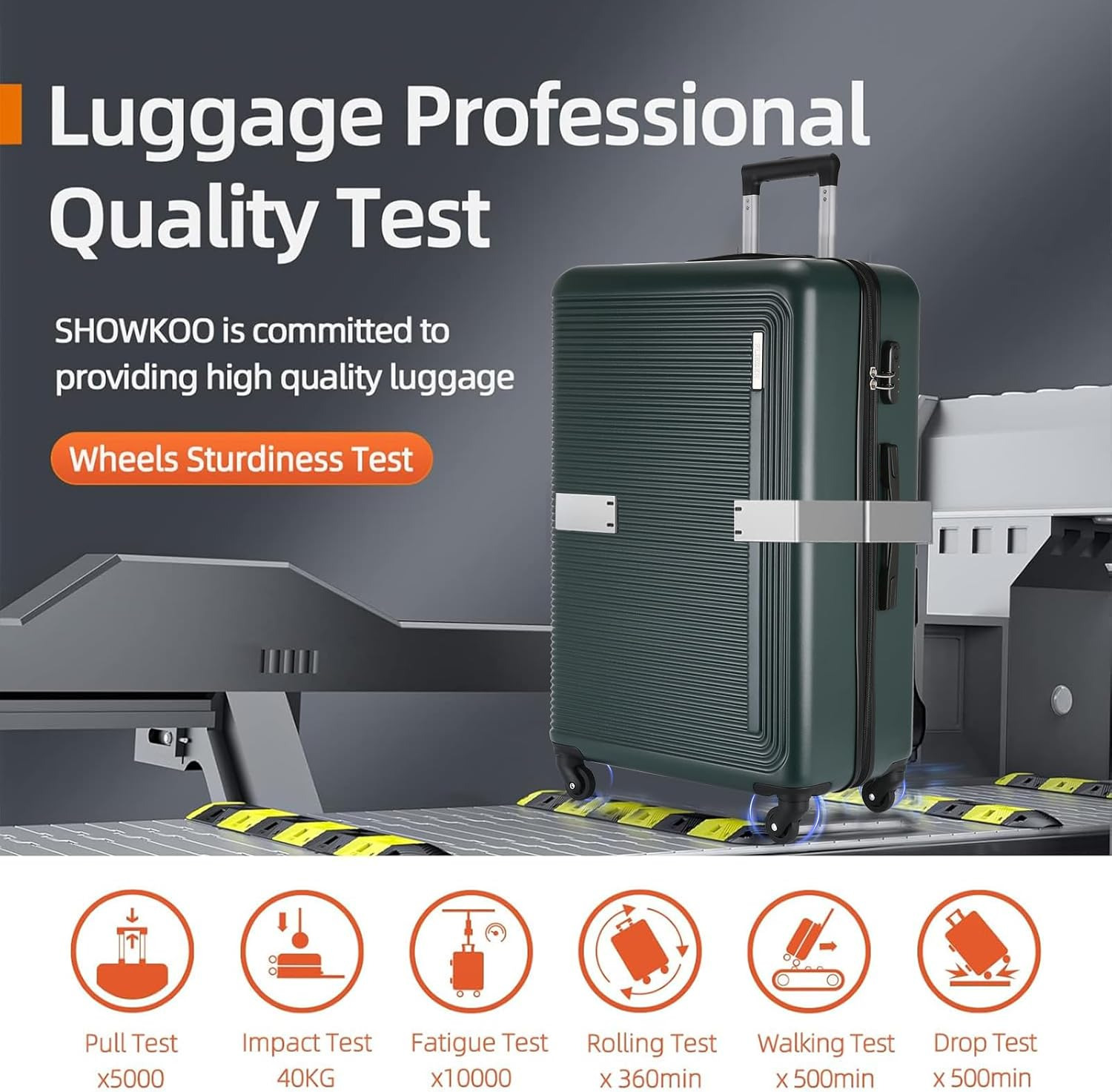 Syekcl Luggage Kit, 3 Pieces (20/24/28) with a Suitcase with General Wheels, ABS Durable Hard Shell Luggage Boxes (Dark Green, Large) image number 3