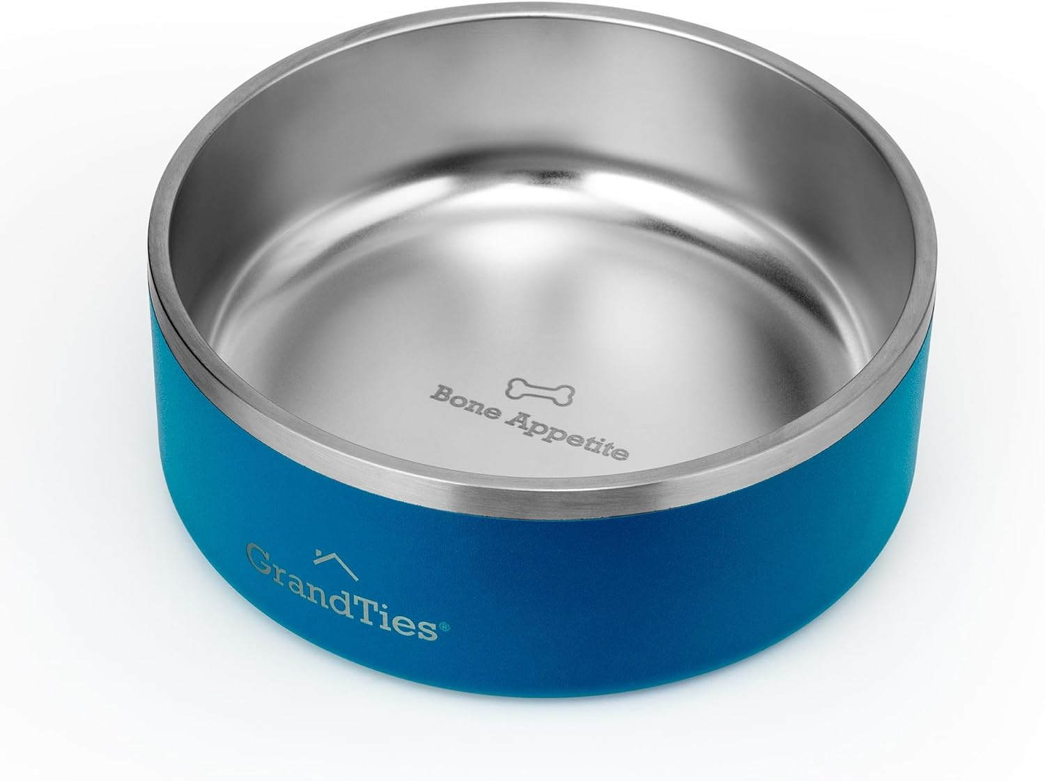 Grandties Stainless Steel Dog Bowl | Engraved Reusable Bpa-Free Insulated Cat & Dog Bowls | Large Heavy Duty Non Skid Spill Proof Dog Bowl | Outdoor Dog Water Bowl (Cobalt Blue, 64Oz)
