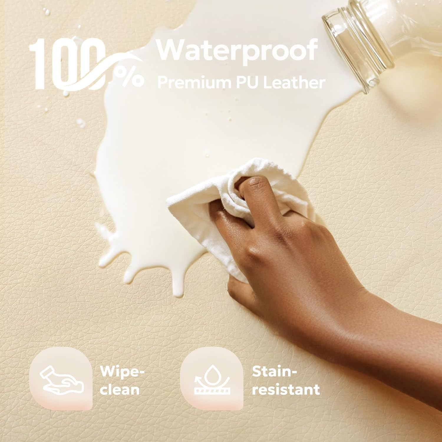 Homodoskey Baby Play Mat,3Cm Thick Premium Foam Crawling Mat, Thick & Super Soft Vegan Leather Floor Mat, Non-Slip Cushioned for Toddlers for Living Room Suitable for Playpen -Yoga (Cream, 150*180*3Cm) image number 2