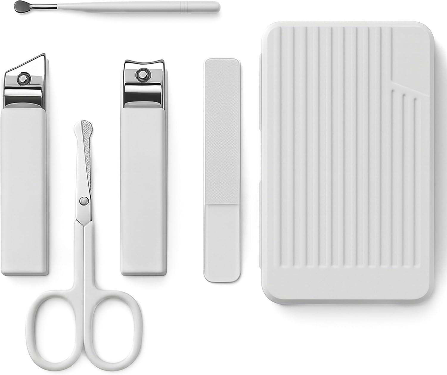 Sun&Beam Nails Nail Clippers Glass Nail File Scissors Mirror Ear Pick 6-Pcs Set Nail Care Set for Hands and Feet Anti-Splash Anti-Slip Portable with Storage Box White image number 4