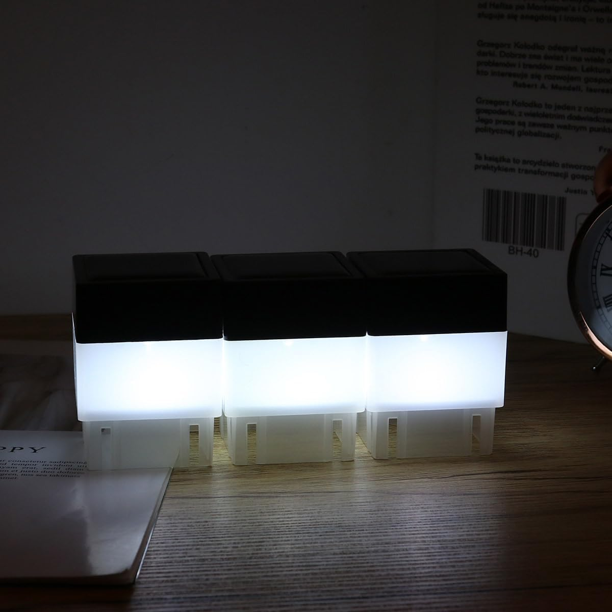 DOITOOL 4 Pcs Landscape Lamp Pillar Lights Post Lights Garden Light Outdoor Led Solar Lights Solar Fence Light Solar Fence Lamp Outdoor Solar Light Garden Lamp Street Light the Fence image number 2