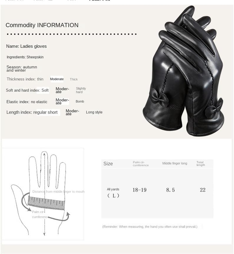 Women Leather Gloves Women'S Faux Sheepskin Winter Touchscreen, Windproof, Warm, Cold-Proof, Soft Fleece Lining, Ear Pom-Poms