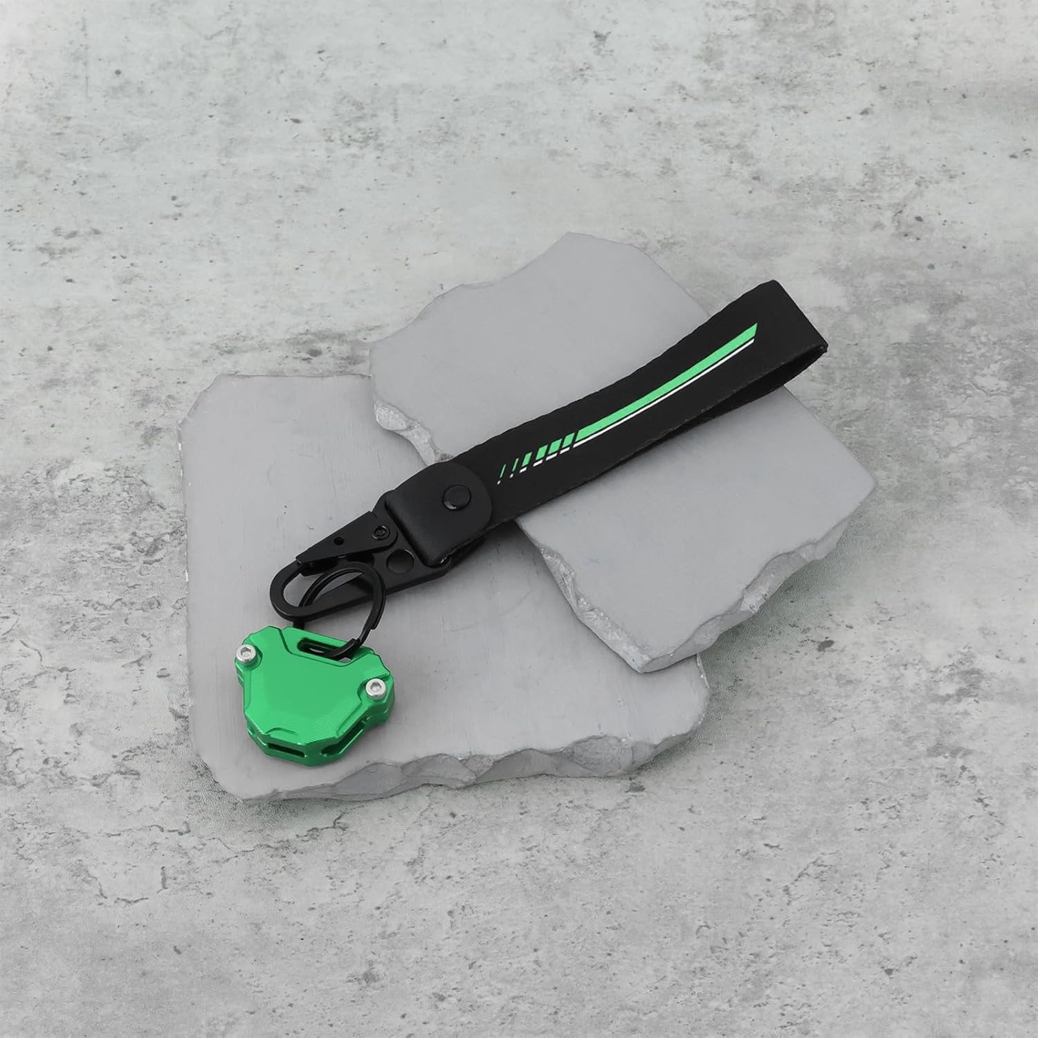 Key Case Keychain Aluminum Shell with Strap Compatible with Kawasaki Ninja650 Ninja400 1000SX ZX6R ZX10R, Green image number 5