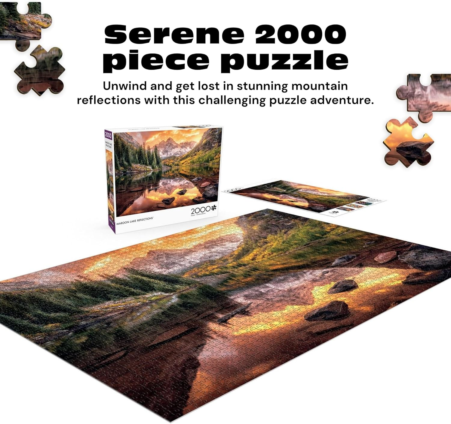 Buffalo Games - Maroon Lake Reflection - 2000 Piece Jigsaw Puzzle, Multi image number 3