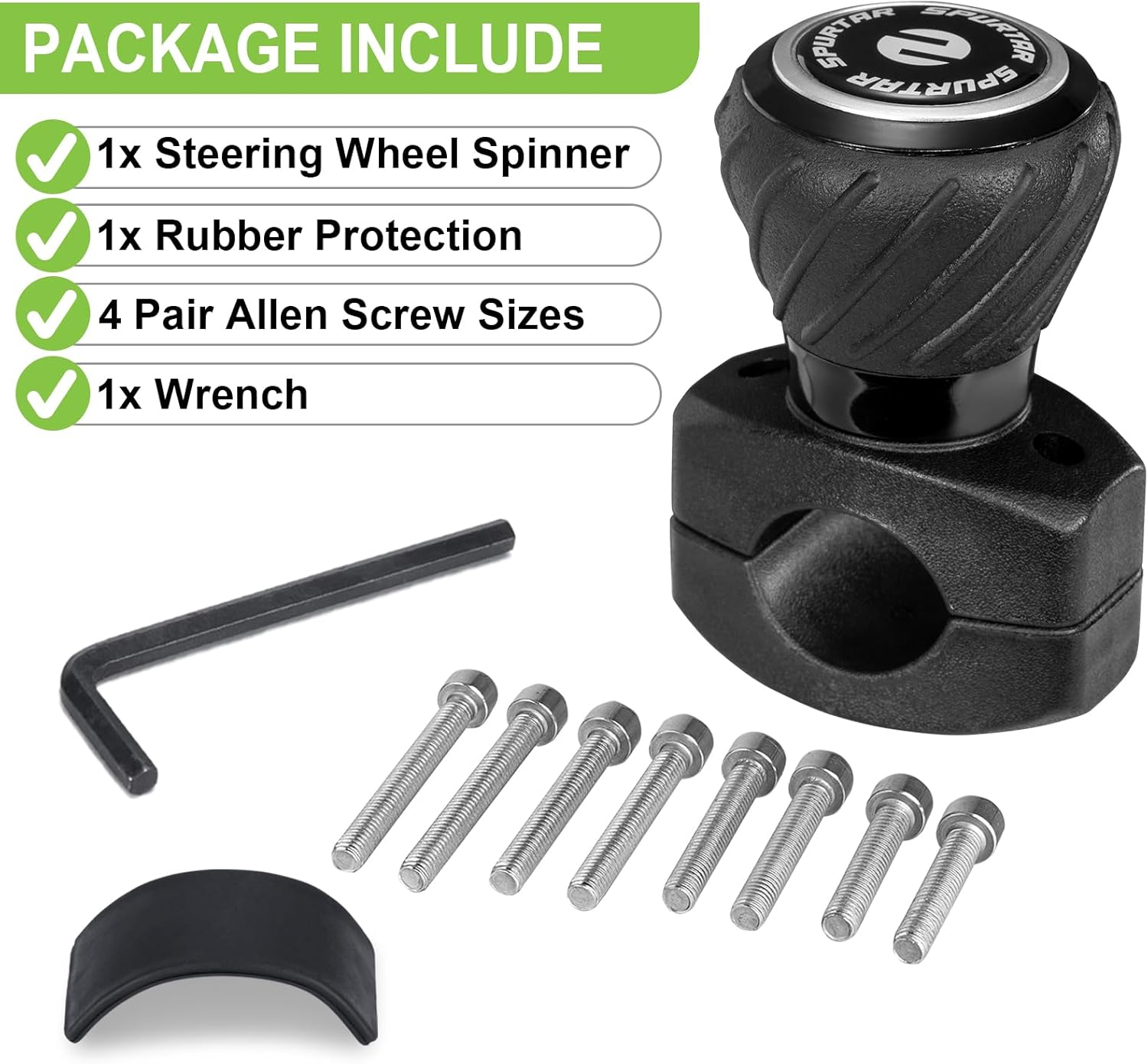 Spurtar Steering Wheel Knob, Universal Car Suicide Knob Power Handle Spinner Fit for Steering Wheel, Cars, Semi Truck, Forklifts, Tractors, Boat, and Golf Cart &ndash; Black image number 5