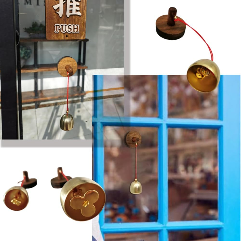 Vintage Wooden Shop Door Bell, Adhesive Metal Doorbell Chime for Entrance, Door Ornament (Pure Copper, 3.9Cm) image number 4