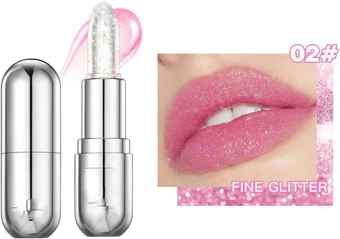2Pcs Color Changing Moisturizing Lip Glow Oil Plumping Glimmer Glow Lipstick, Hydrating Lip Gloss Lip Balm Transparent Lip Care, Long Lasting Moisturizing (2, 01#+02#) image number 6