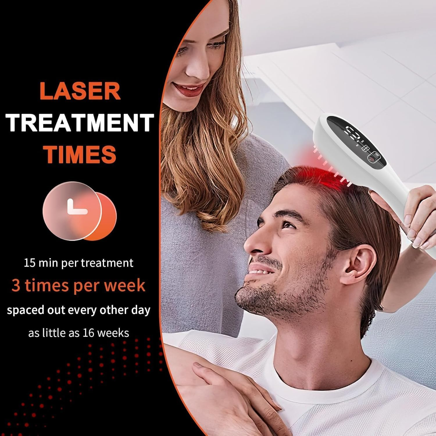 MINYII Laser Therapy Hair Growth Comb, Hand-Held Comb-Shaped Low Level Laser Therapy to Promote Hair Growth in Women and Men, Hair Growth Laser Comb with Red Light Therapy, Portable Cordless Design (White) image number 5