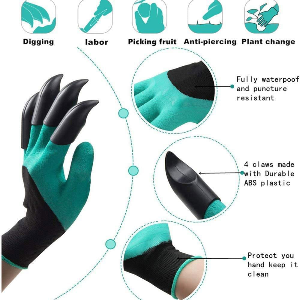Garden Gloves with Fingertips Claws for Women and Men Outdoor Digging Gardening Planting Weeding Seed Protective Work Gloves image number 2