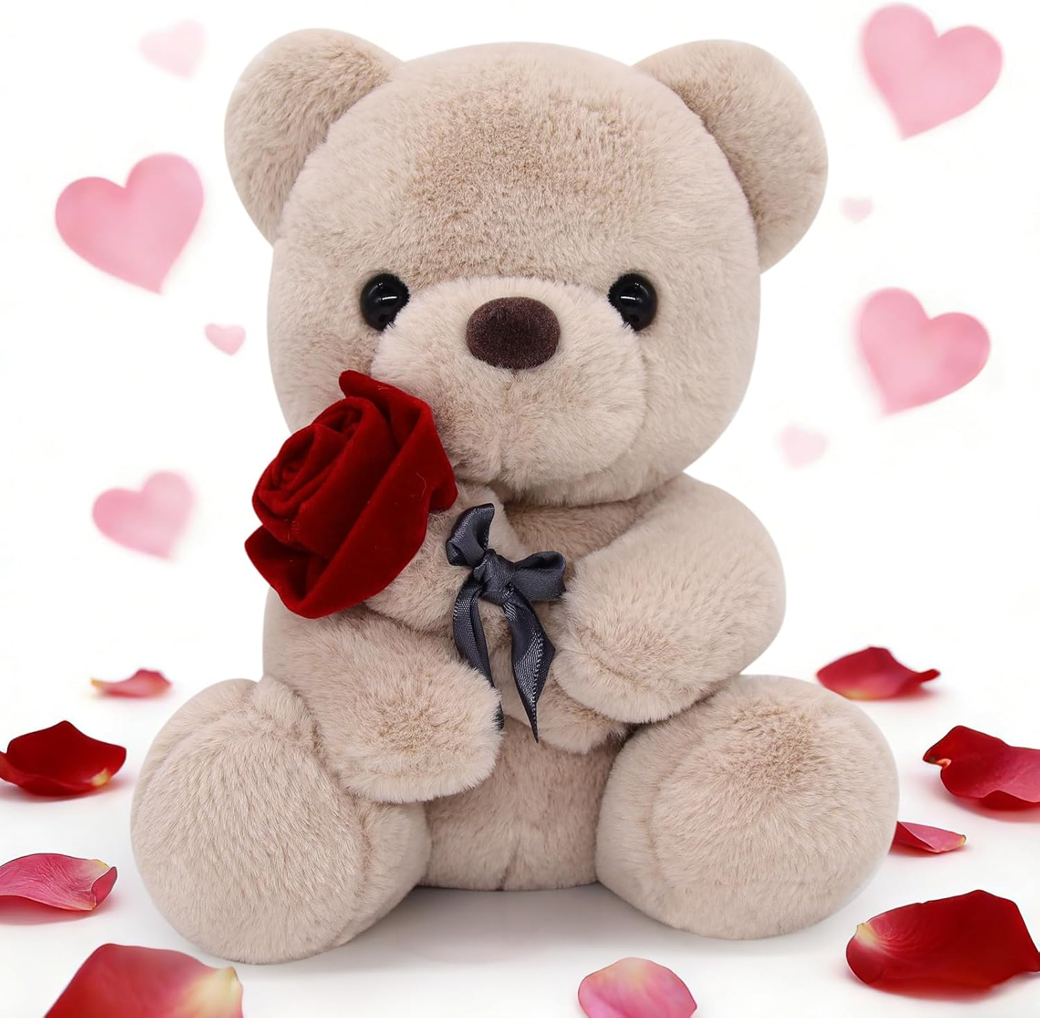 Teddy Bear Plush Toy Teddy Bear Stuffed Animal with Rose, Kawaii Brown Stuffed Teddy Bear Plush Bear Bear Plushie Toy for Kids Girl Girlfriend Birthday Valentine'S Day Gifts image number 3