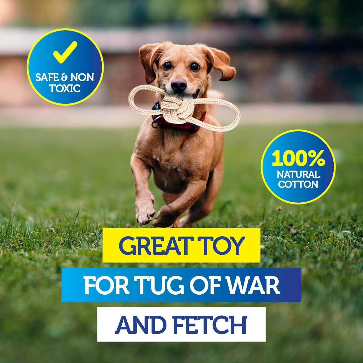 [3PCE] Pet Basic Rope Dog Toys, Natural Cotton, Thick Tug Fetch Play, Lightweight and Soft, Safe and Non Toxic, Ideal for Play at Home, Parks, Beaches, Provides Quality Play Time for You and Your Dog (30Cm) image number 2