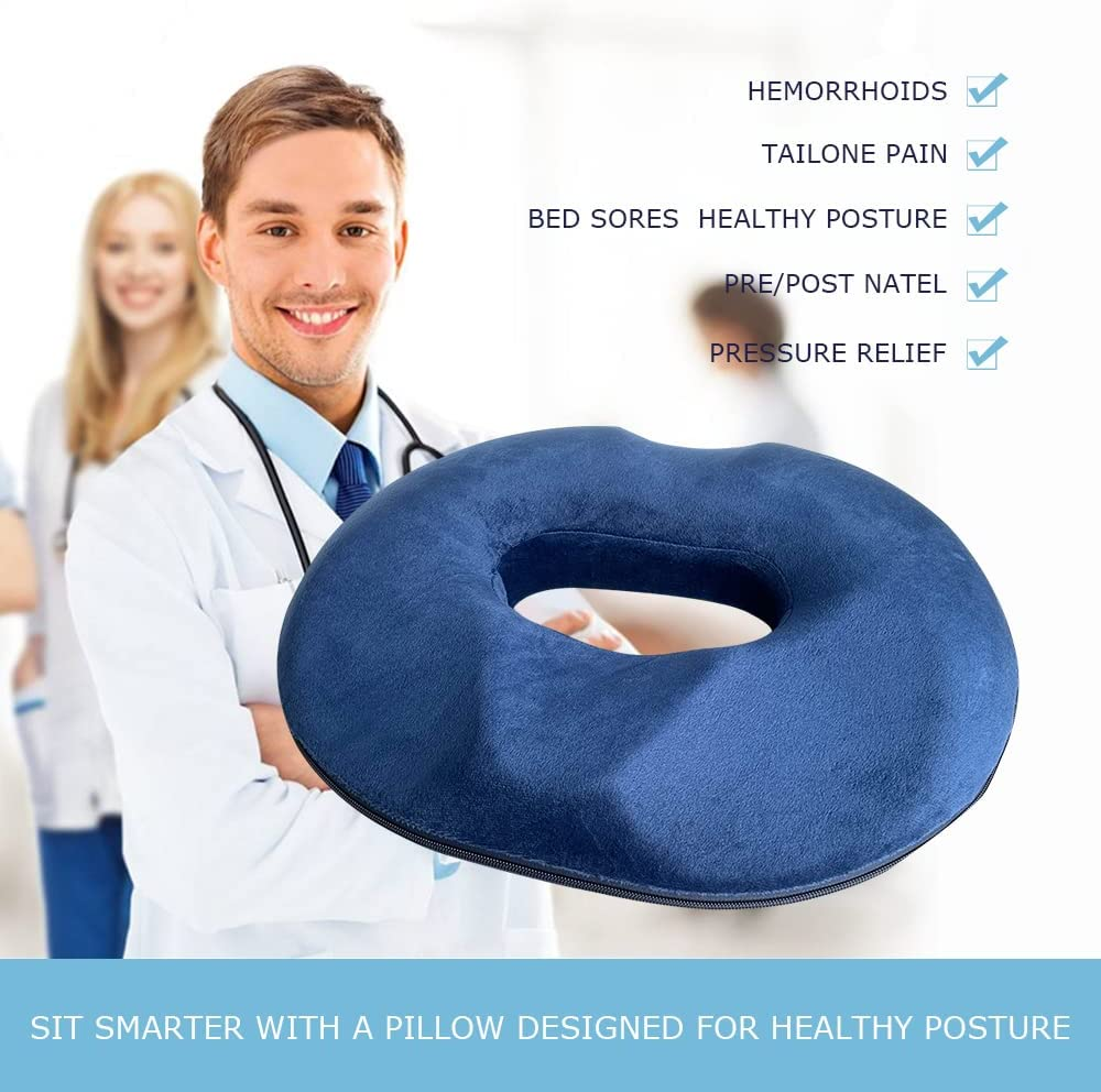 Upgrade Donut Pillow Seat Cushion Pearl Velour Memory Foam Donut Cushion for Tailbone Pain,Coccyx,Back,Hemorrhoids,Pressure Sores Relief, for Home, Office Chair, Wheelchair,Car Seat Cushion image number 6
