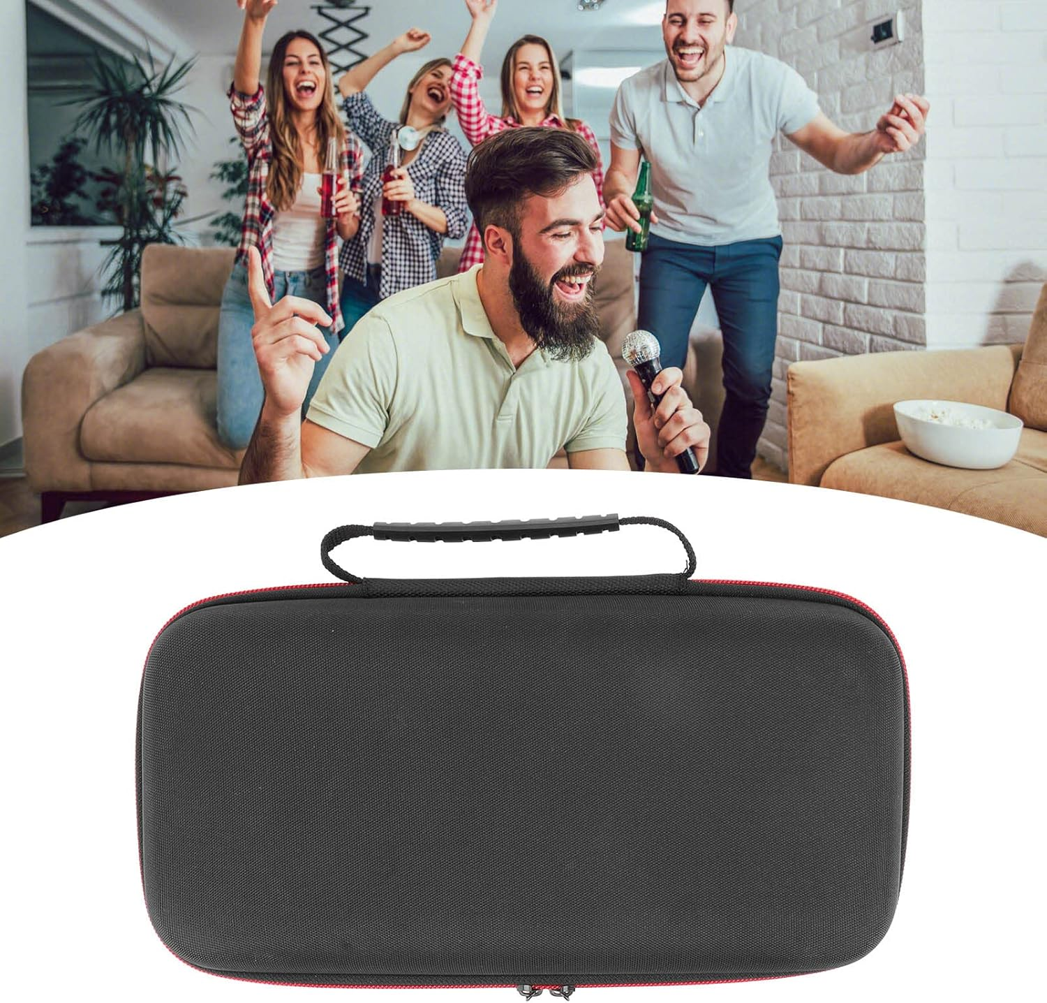 Wireless Microphone Storage Bag with Large Capacity, Shockproof Drop Proof EVA Zipper Bag with Metal Zipper, Sponge Filling image number 4