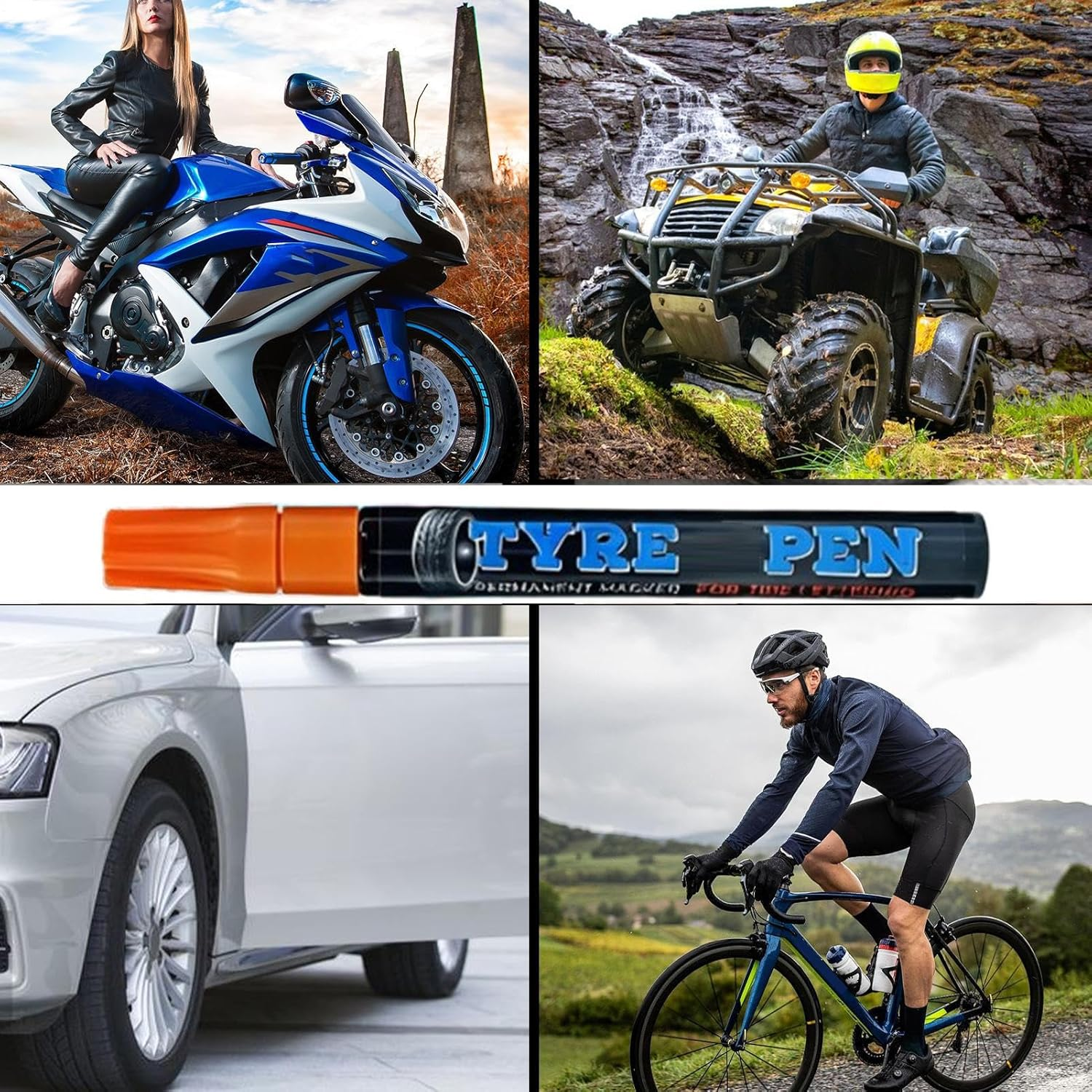 Tire Paint Pen - Erasable Weatherproof Non-Fading Quick Dry Tyre Drawing Marker,Car Wheels Tires Lettering Pen | for Motorcycle, Bikes, Bicycles, Metal, Glass - Brown image number 3