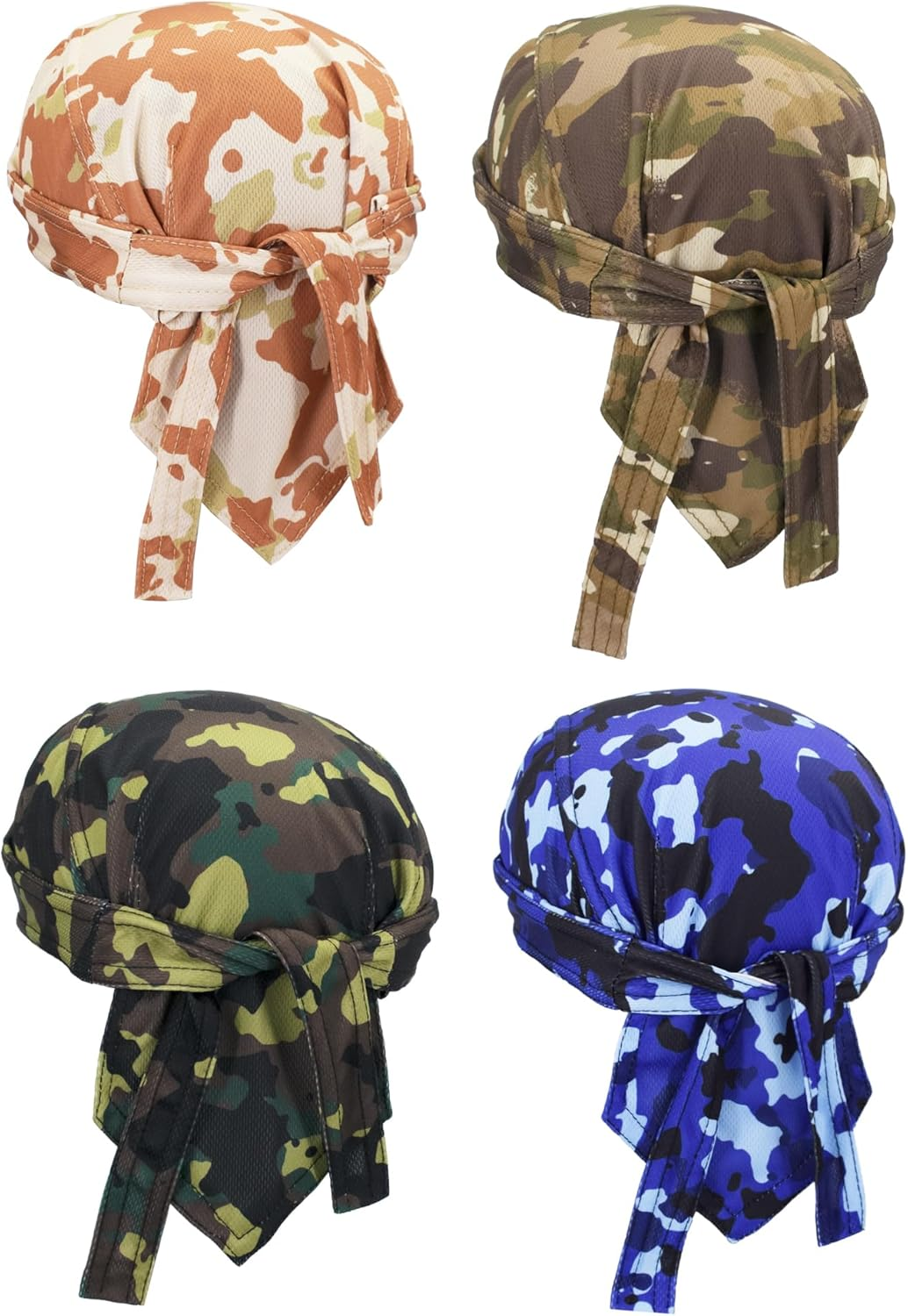 Kninmdor Do Rags Cycling Caps Helmet Liner Doo Rag Motorcycle Bandana Hat Sweat Liner Skull Caps Dew Rags for Men and Women - Black Sets image number 4